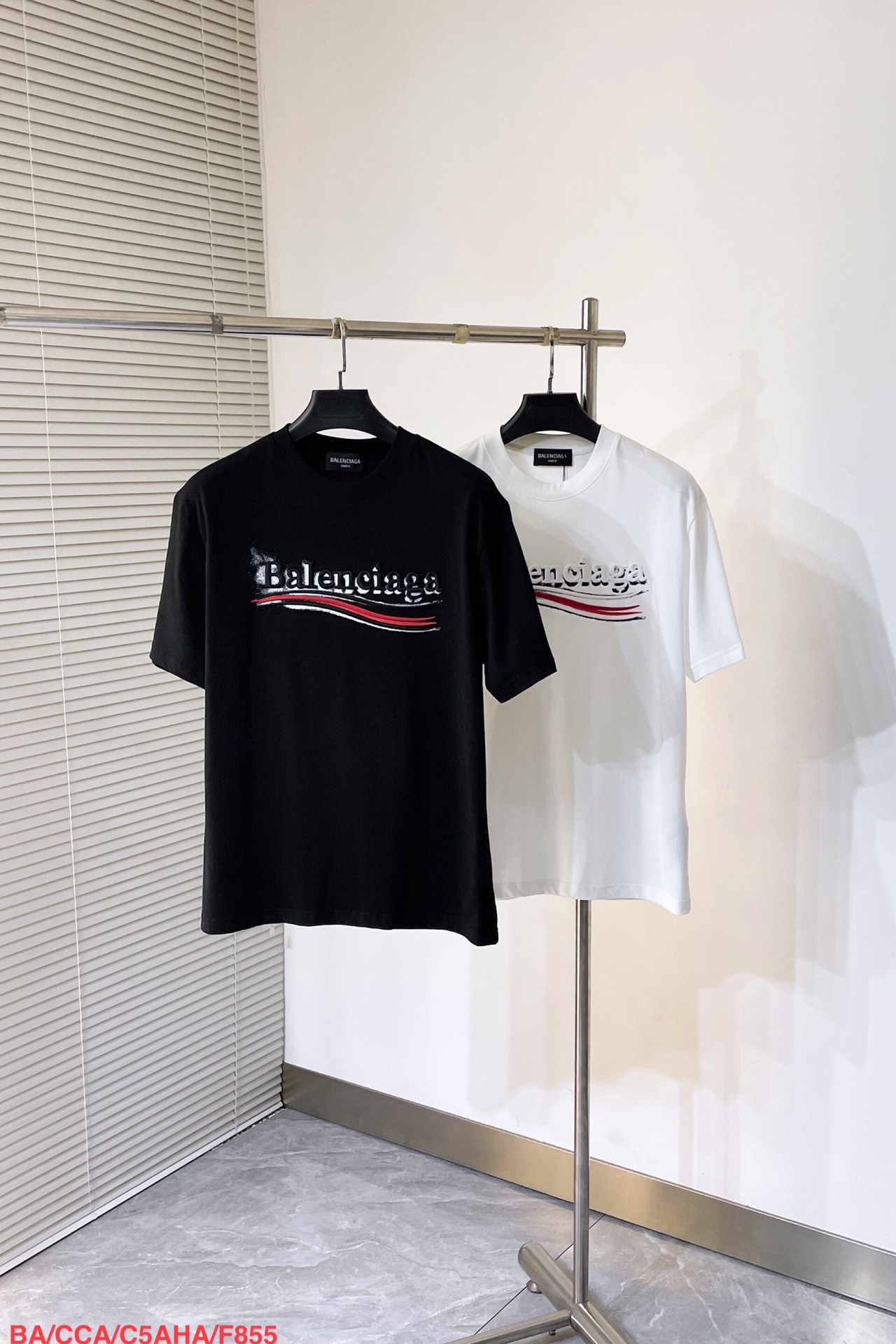 Balenciaga Replica
 Clothing T-Shirt Black White Embroidery Cotton Fashion Short Sleeve