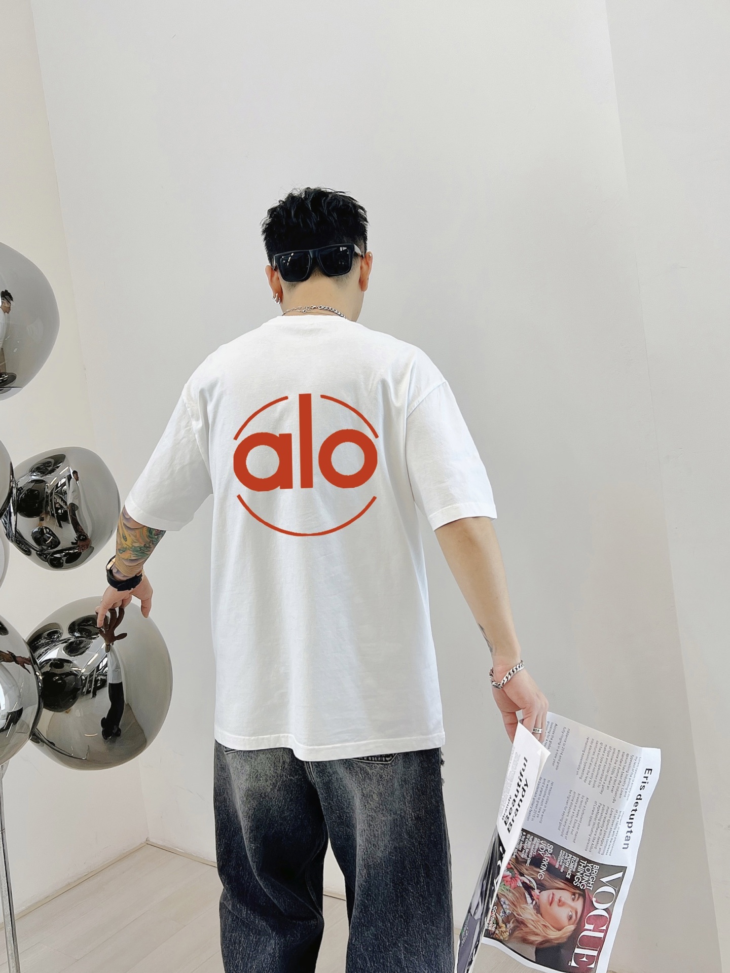         ALO 新款字母印花双层重工短袖T桖 字母图案不管是T