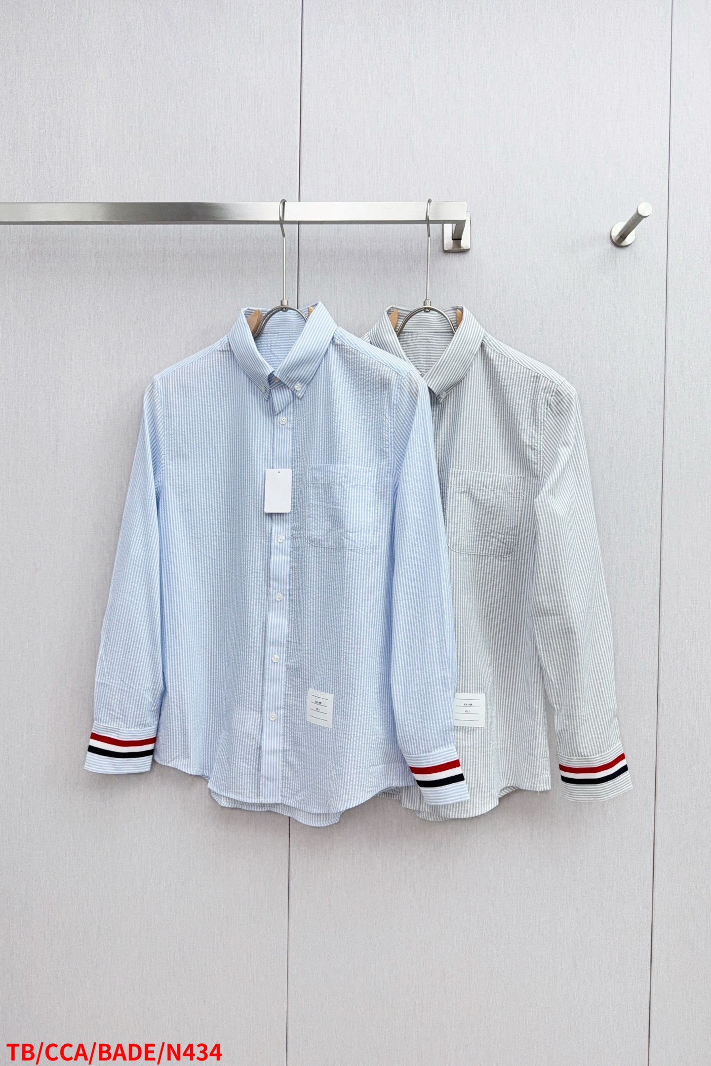 New Season Thom Browne Striped Double-Sleeve Oxford Shirts with High-Level Details - 图片 9