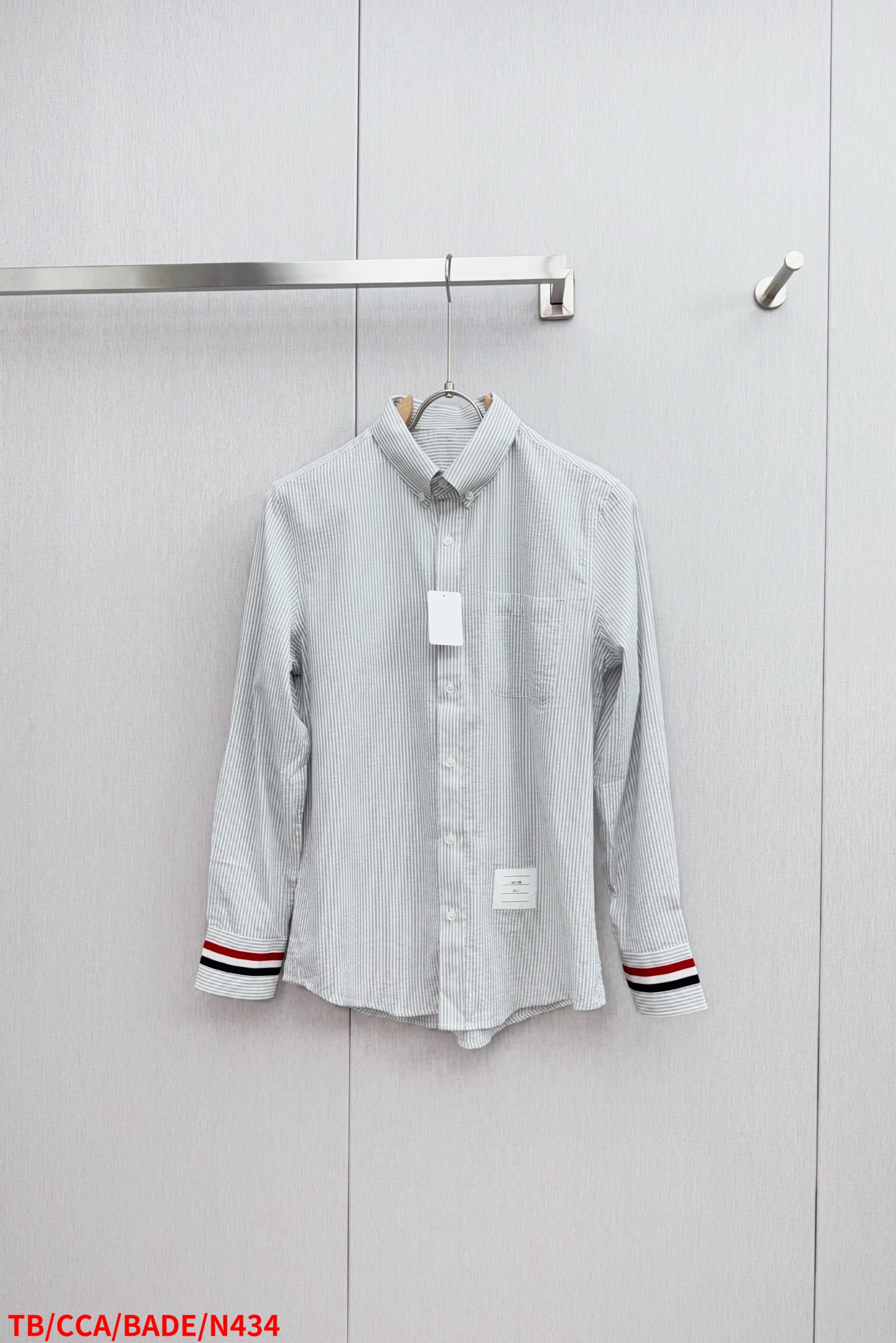 New Season Thom Browne Striped Double-Sleeve Oxford Shirts with High-Level Details - 图片 1