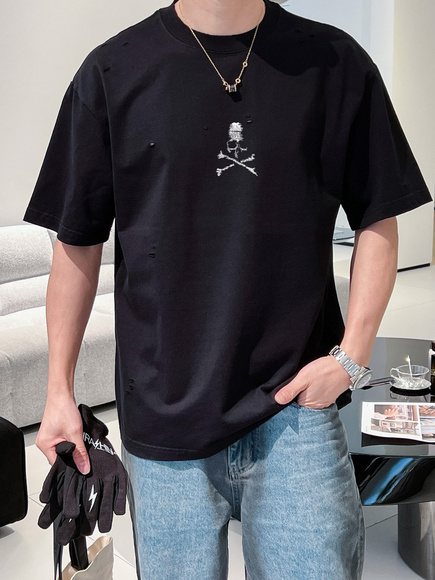 Fabric Designed for 230g Cotton, Sizes M-3XL, Black/White, 200lbs – Brass Coats, Sleeves - 图片 6