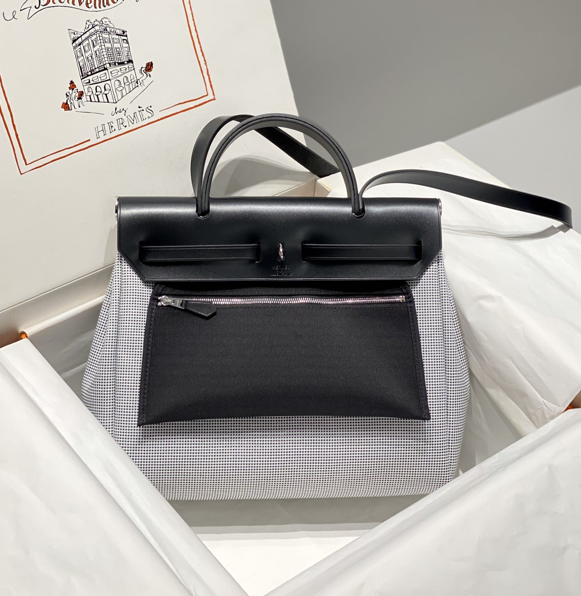 Hermès Herbag Zip 31 Black and White Small Checkered Design Handbag 3 i1711202586 299 3