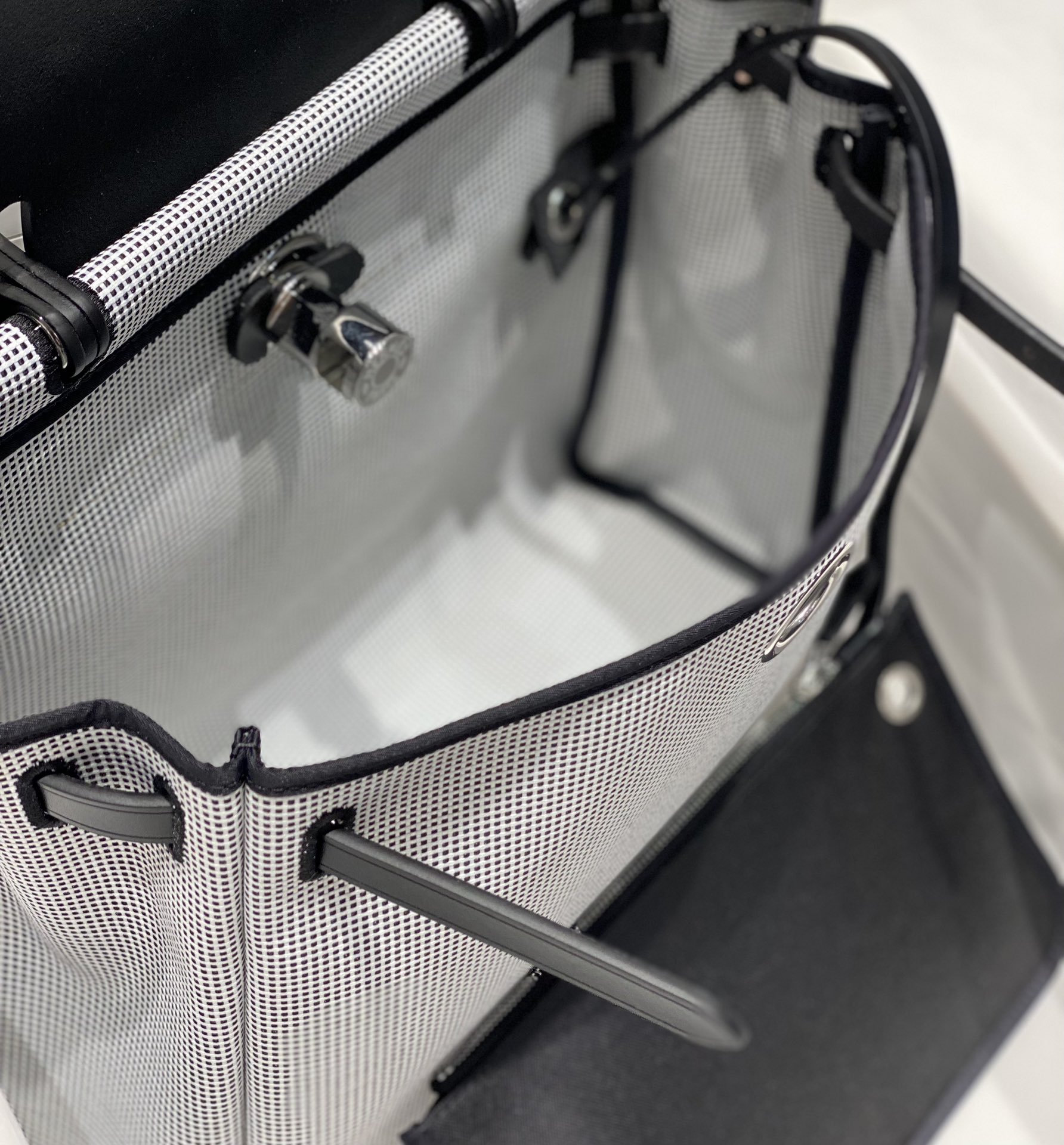 Hermès Herbag Zip 31 Black and White Small Checkered Design Handbag 10 i1711202586 4816 5