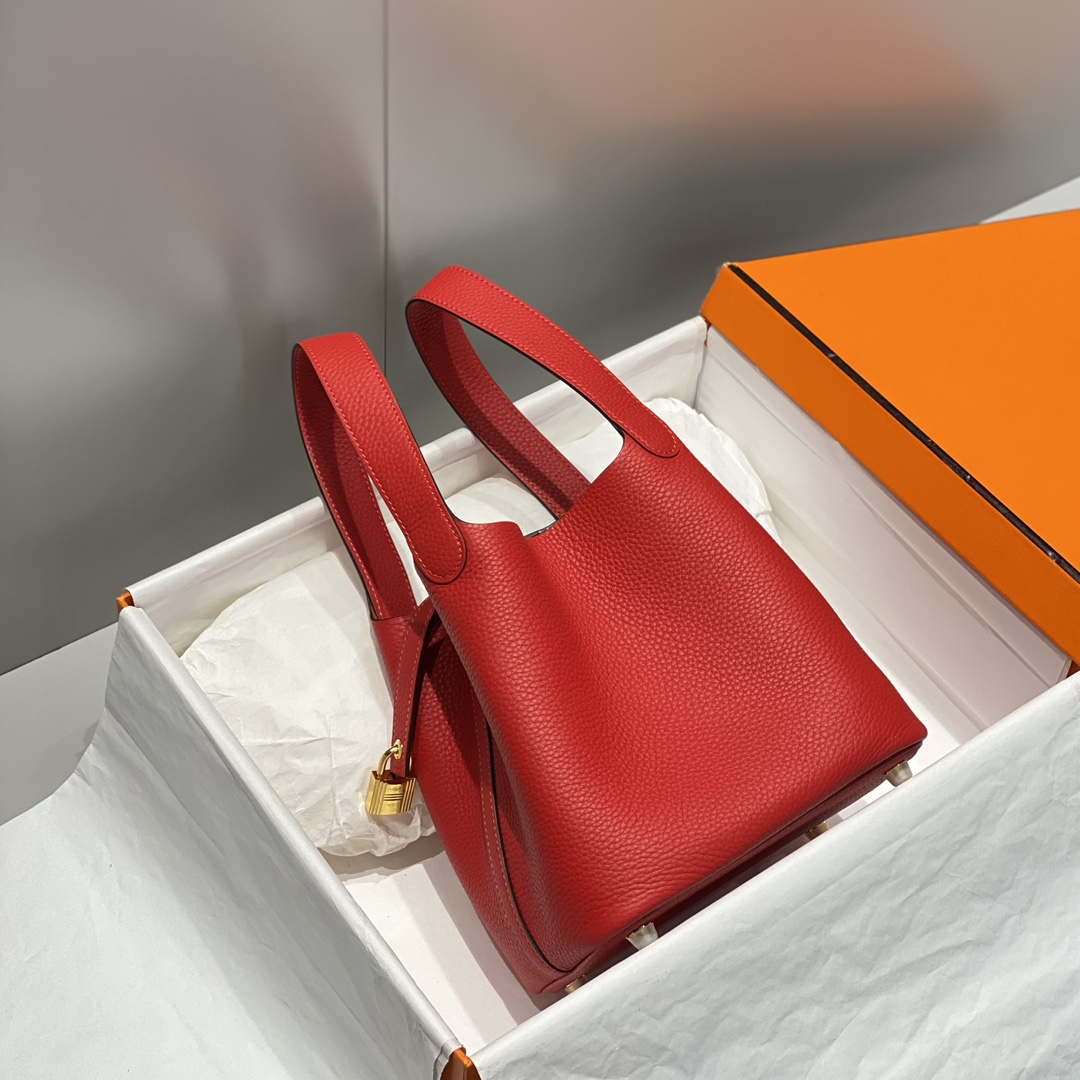 Hermes Picotin Lock 18 Red Leather Bucket Bag with Gold Hardware 4 i1716526864 2270 2