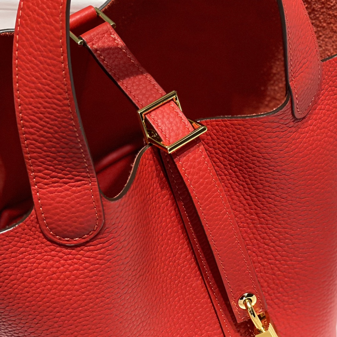 Hermes Picotin Lock 18 Red Leather Bucket Bag with Gold Hardware 7 i1716526864 5767 3
