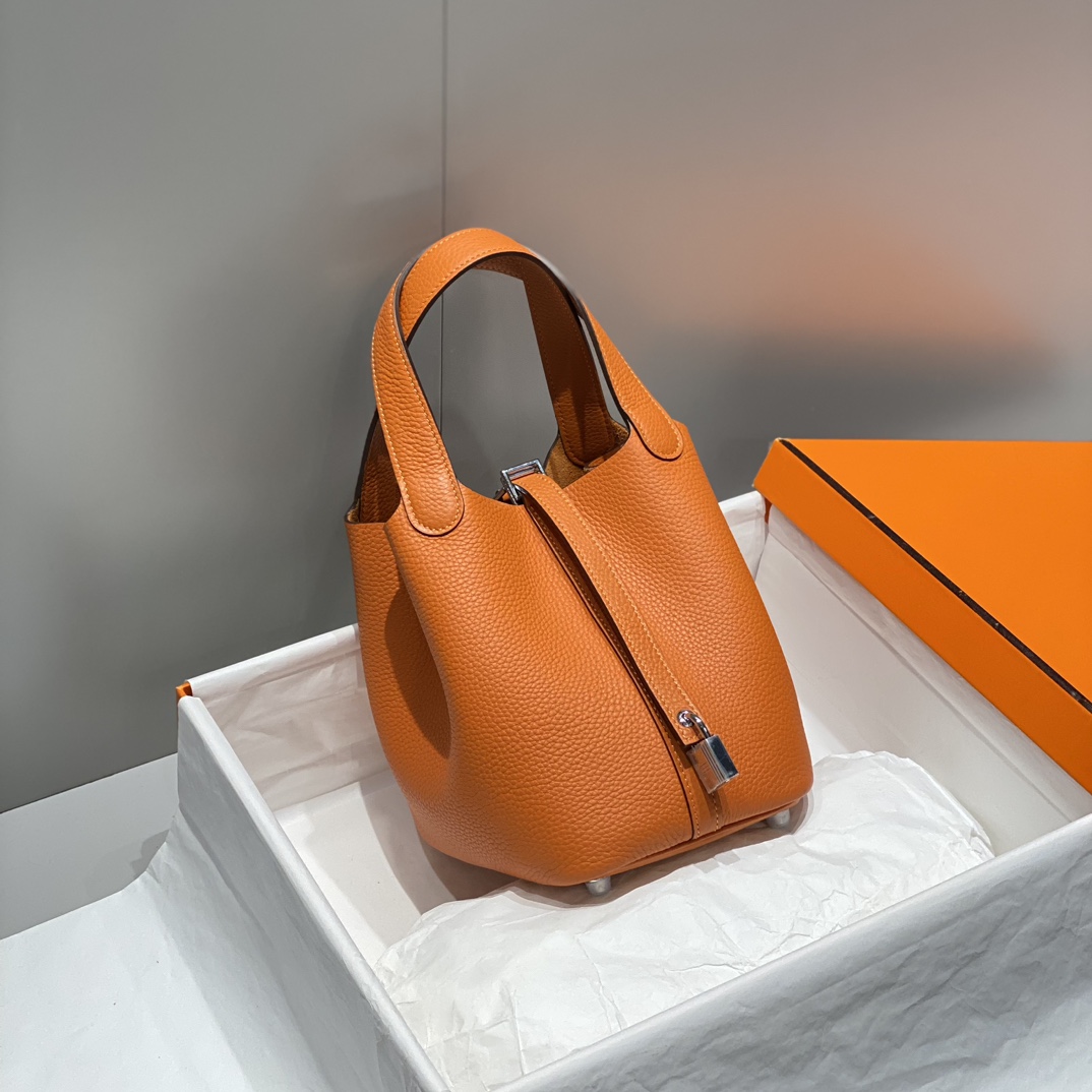 Hermès Picotin Lock 18 Bag Orange Leather Tote, Silver Hardware 3 i1716526914 2797 1
