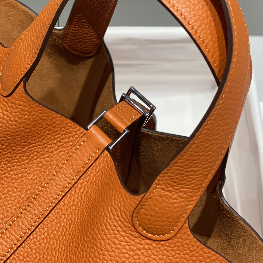 Hermès Picotin Lock 18 Bag Orange Leather Tote, Silver Hardware 7 i1716526915 2783 7