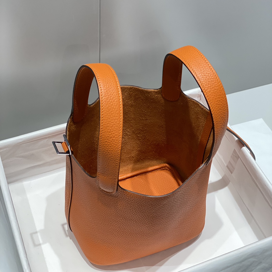Hermès Picotin Lock 18 Bag Orange Leather Tote, Silver Hardware 10 i1716526915 4679 8