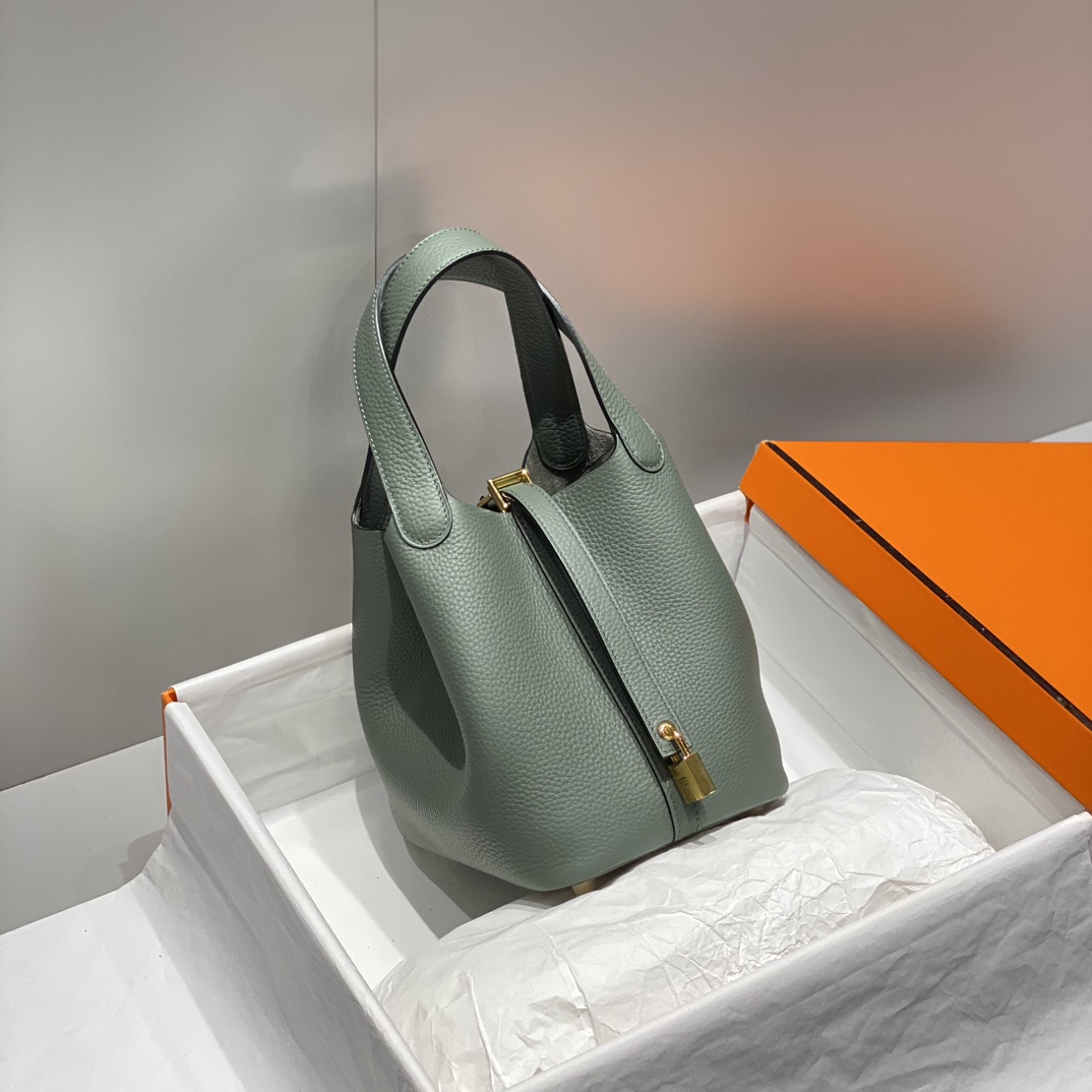 Hermès Picotin Lock 18 Bag - Almond Green, Togo Leather, Gold Hardware 2 i1716526989 8923 2