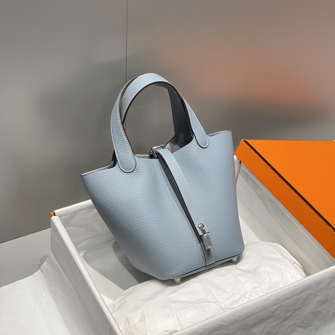 Hermes Picotin Lock 18 Bag - Blue Leather, Silver Hardware - Stylish & Durable 2 i1716527014 2054 3