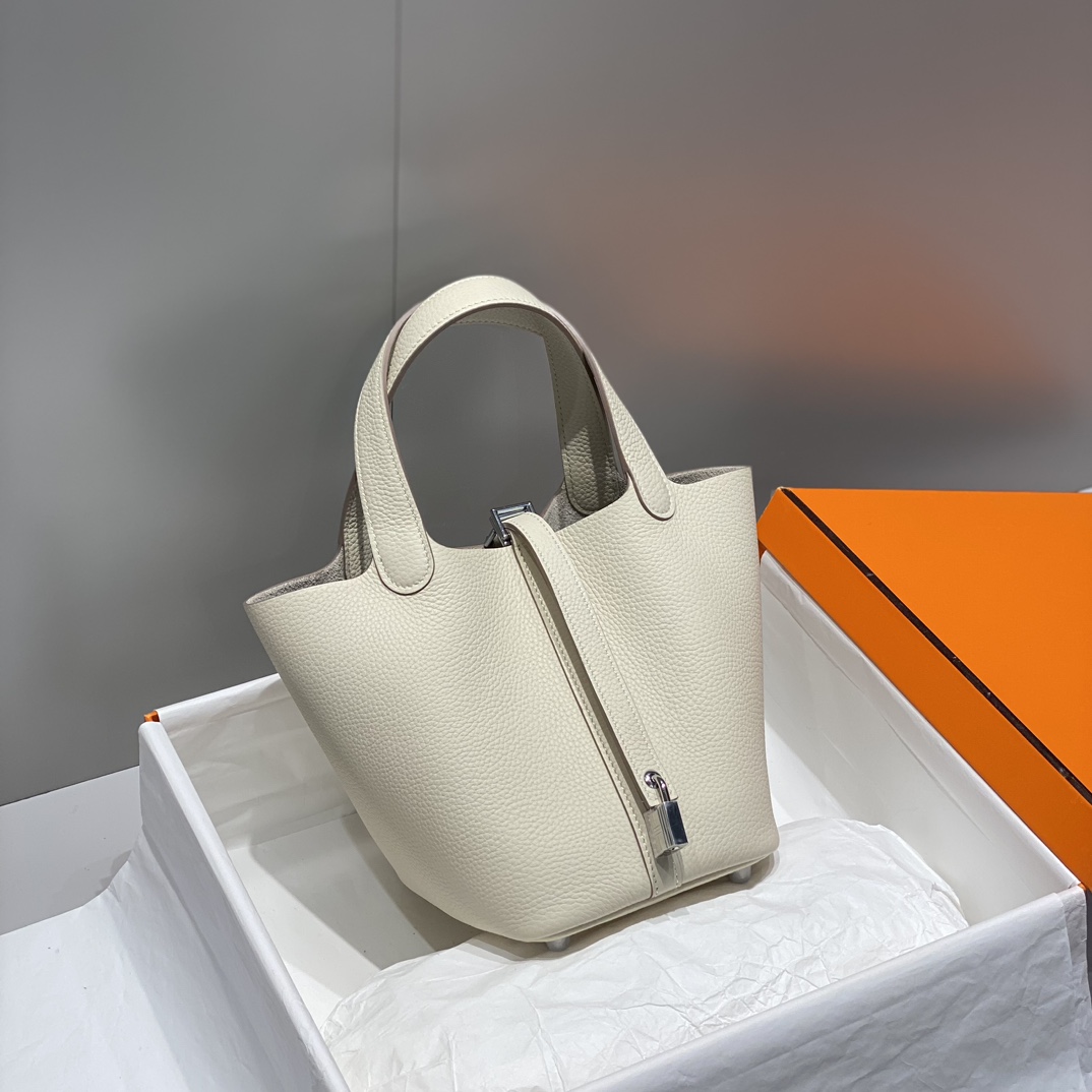 Hermès Picotin Lock 18 Bag - Milkshake White with Silver Hardware