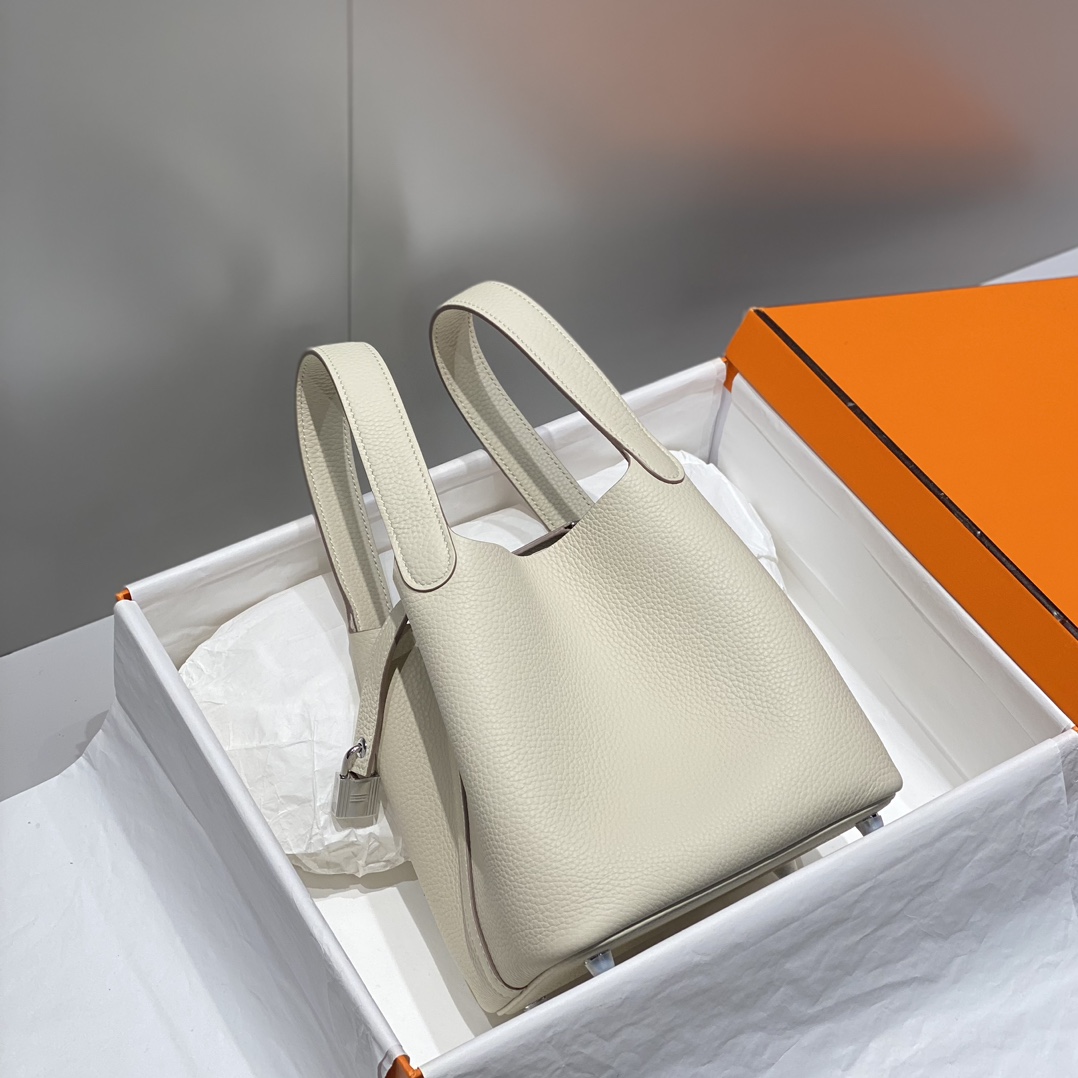 Hermès Picotin Lock 18 Bag - Milkshake White with Silver Hardware 3 i1716527037 9674 4