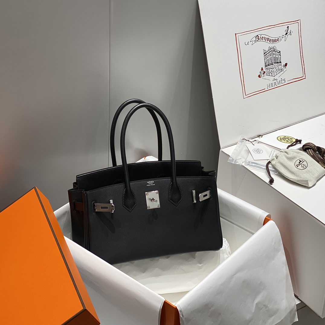 🐎Nuevo Shoulder Birkin Platino 29cm Piel Swift importada de fábrica original [Negro] Hebilla plateada Sincronizado con…