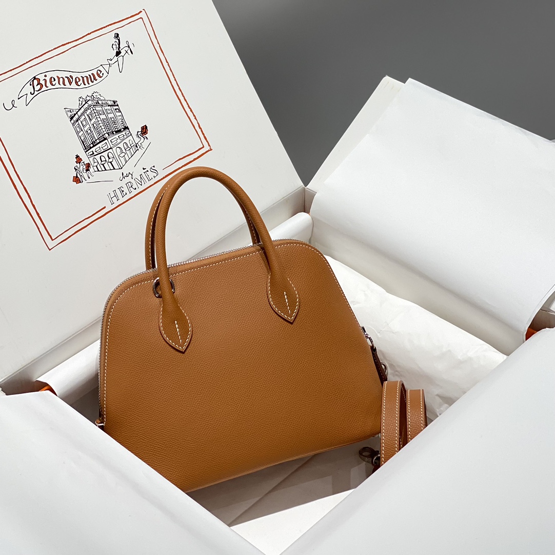 Hermès Bolide 25 Gold Brown Epsom Leather Handbag with Silver Hardware 2 i1731914748 7055 5