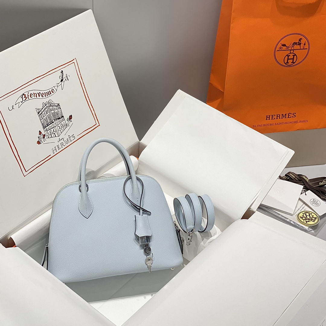 Hermès Bolide 25cm Bag - Bleu Saint-Cyr Epsom Leather with Silver Hardware