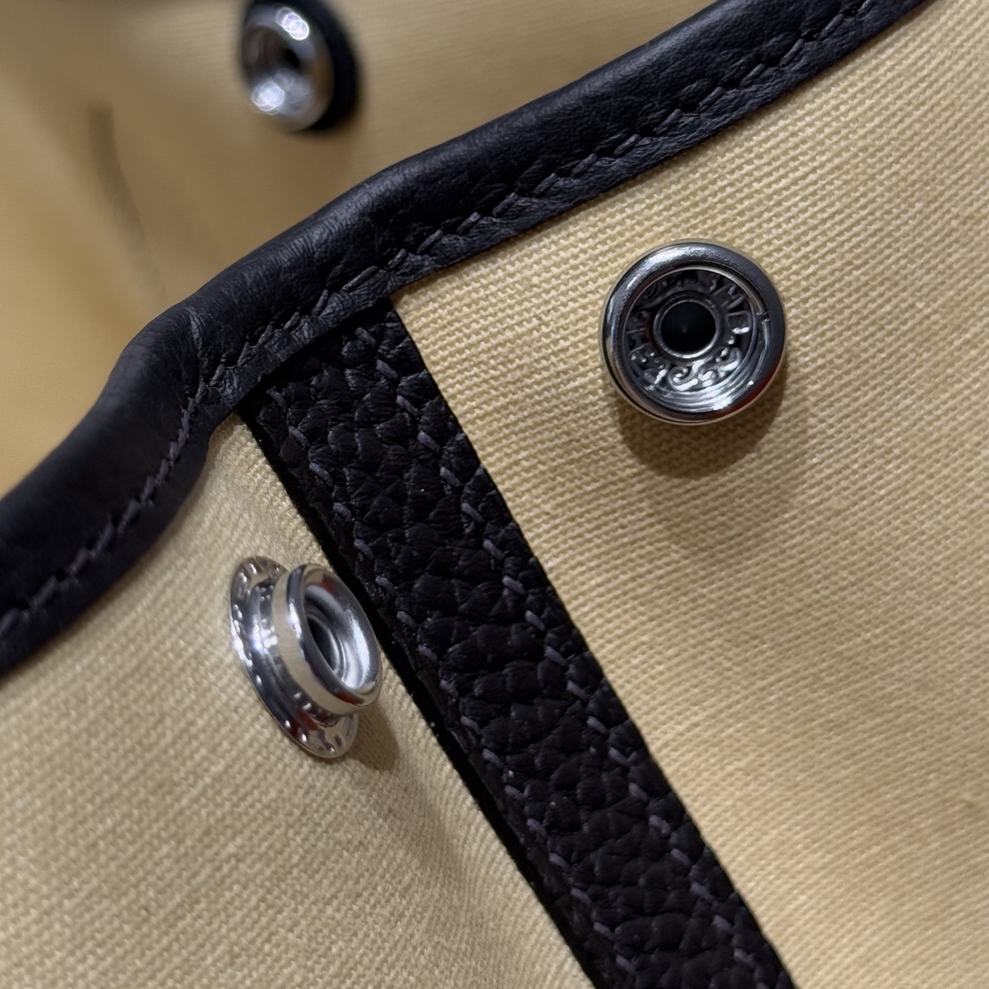 Hermès Garden Party Bag Milton Yellow/Ebony, 30cm, Resort Style, Handmade 8 i1744860196798 544 0 7
