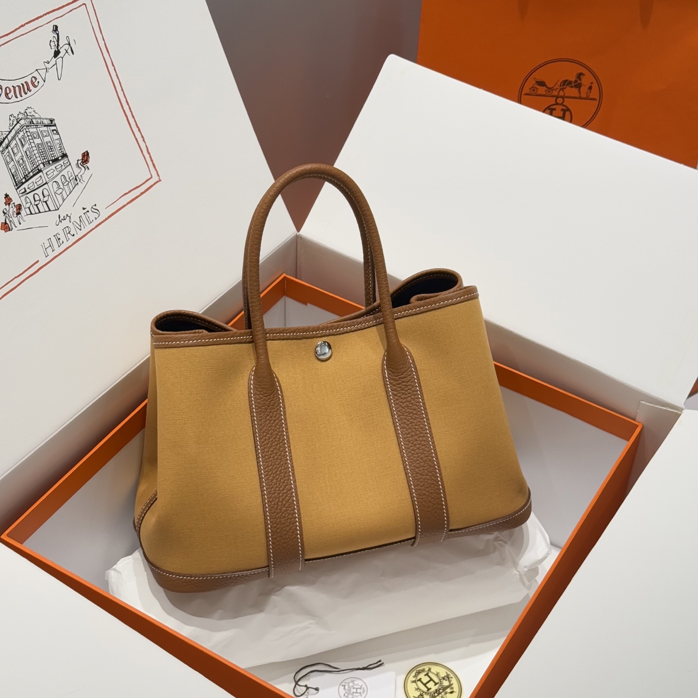 Hermès Garden Party 30 Tote Bag - Gold Brown, Hand-Stitched, Resort Style 1 i1744860221690 9242 0 0