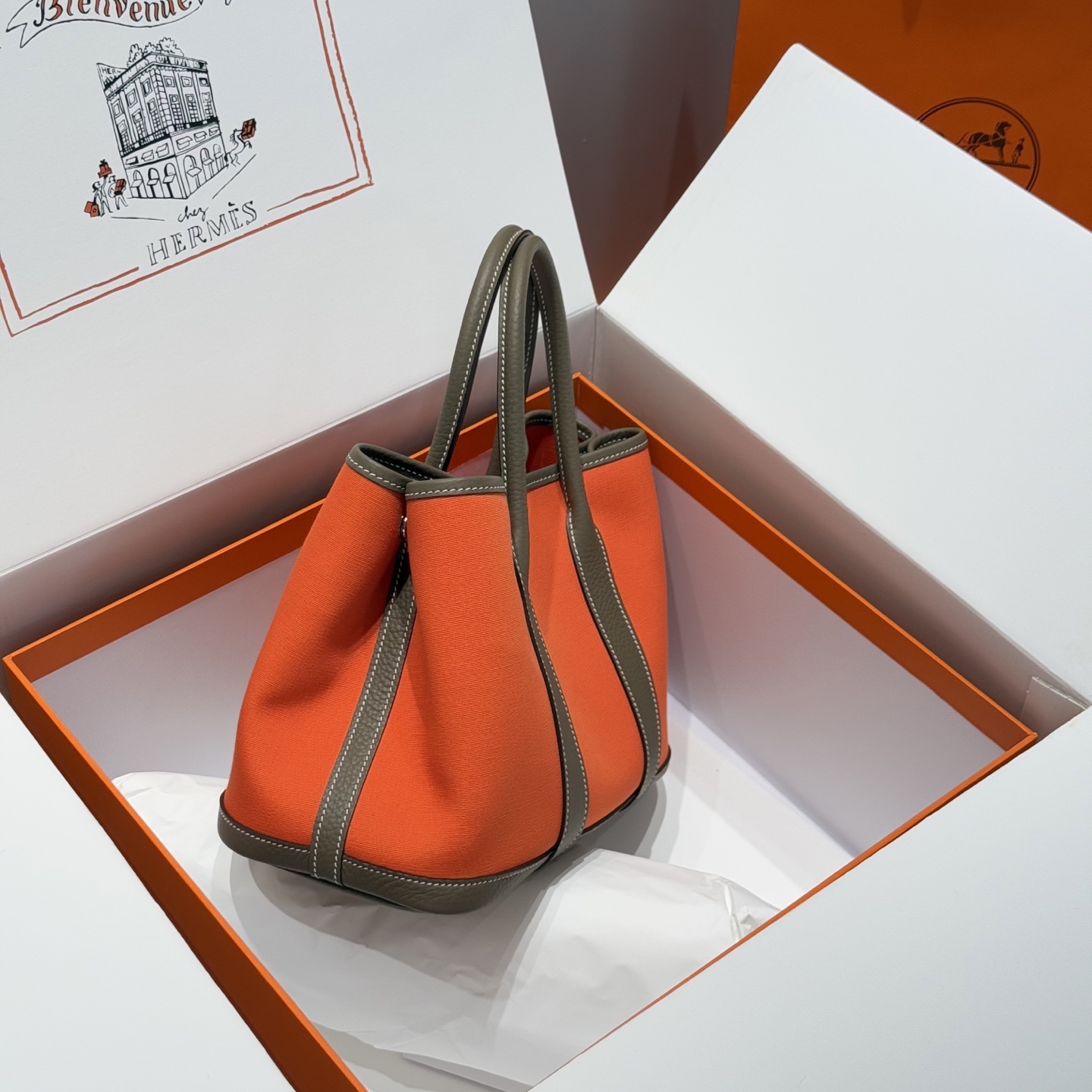 Hermès Garden Party 30 Handbag, Orange and Gray, Crafted with Premium Materials 2 i1744860230318 3640 0 1