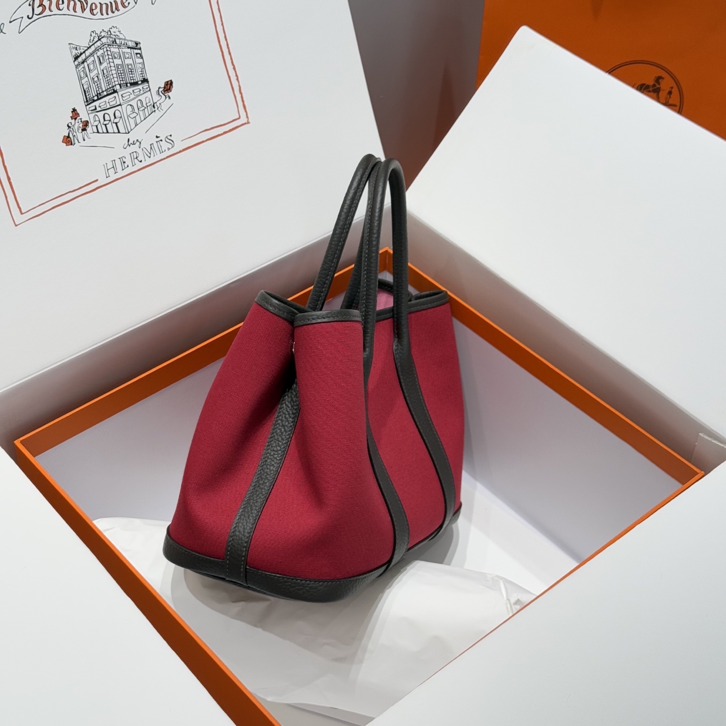 Hermes Garden Party 30 Hand-stitched Tote Bag - Hermes Red/Ebony 3 i1744860240041 656 0 1