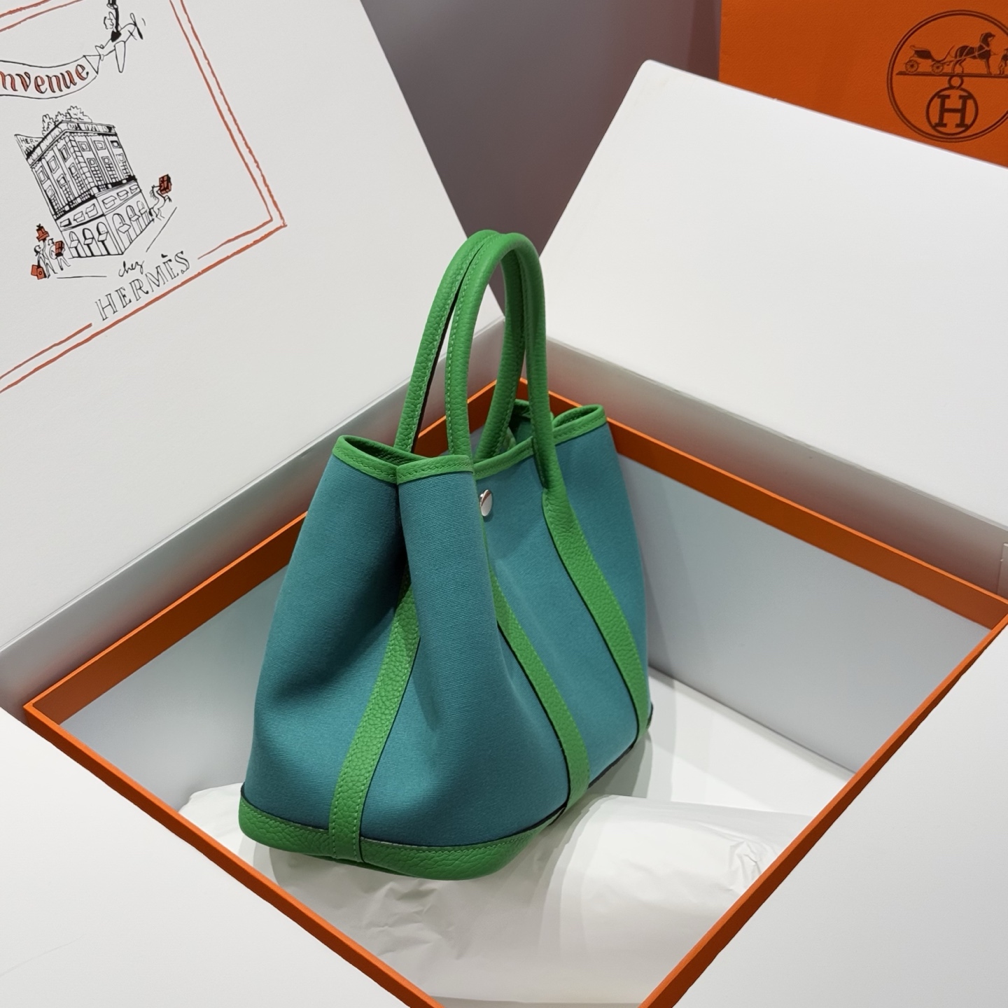 Hermès Garden Party 30 Bamboo Green and Imperial Green Tote Handbag 3 i1745204553279 6912 0 1