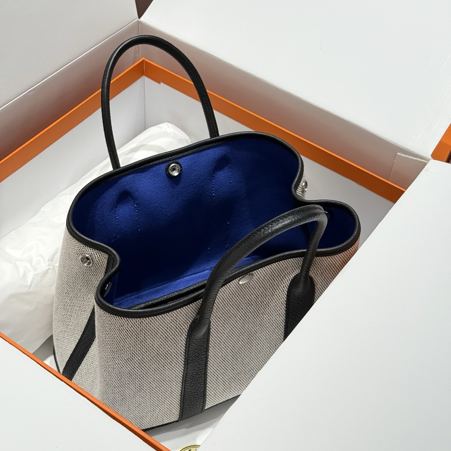 Hermès Garden Party 30 Tote Bag Gray/Black Leather Trim 10 i1745204578186 2540 0 8