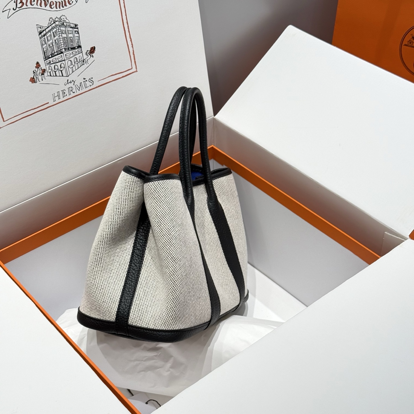 Hermès Garden Party 30 Tote Bag Gray/Black Leather Trim 3 i1745204578204 4973 0 1