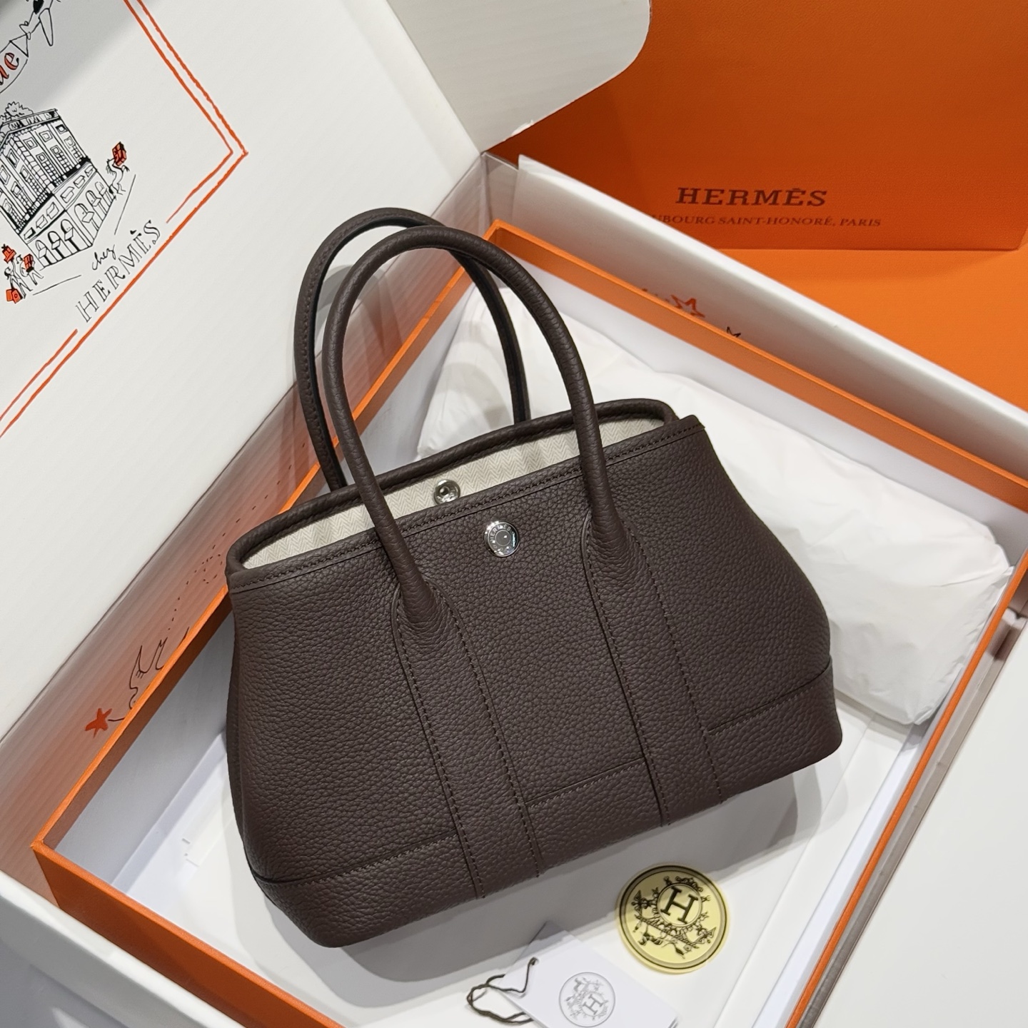NO:741228,Mini garden bag_Full leather_Ebony color ·Exclusive real shot details High quality and cost-effective Recent hot selling~ Size 23cm, Hermes, Hermes, Hermes,19860909迷你花园包_全皮_乌木色 ·独家实拍细节图 高品质高性价比 近期的热卖香饽饽~ 尺寸23cm,爱马仕,hermes,Hermes,,Bag