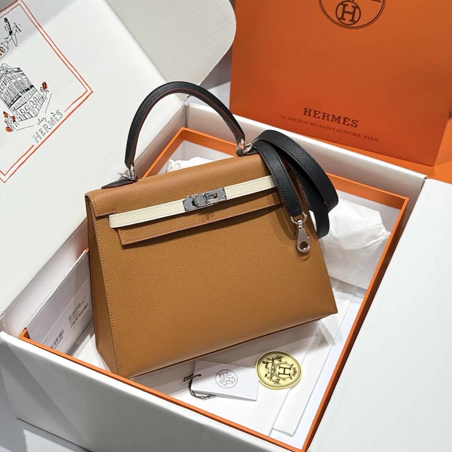 NO:699592,. Imported from Germany - _ / / Color _ golden brown/milkshake white/black hand-sewn -,Hermes,hermes,Hermes,19860909. 德国进口 -   _  / / 颜色_ 金棕色/奶昔白/黑色 手工缝制 -,爱马仕,hermes,Hermes,,Bag