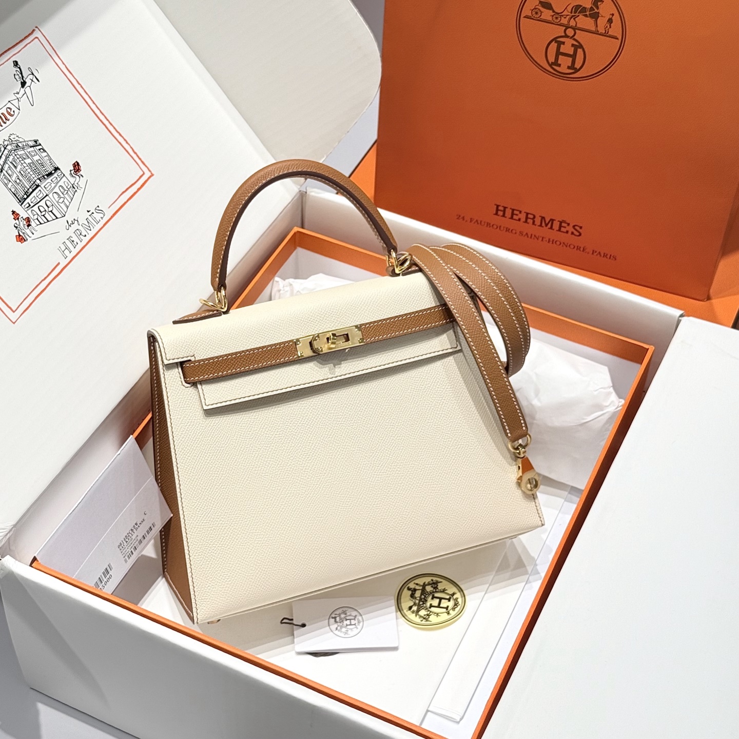 NO:699589,. Imported from Germany - _ / Color_Milkshake white/golden brown Hand-sewn -,Hermes,hermes,Hermes,19860909. 德国进口 -   _ /  颜色_奶昔白/金棕色 手工缝制 -,爱马仕,hermes,Hermes,,Bag