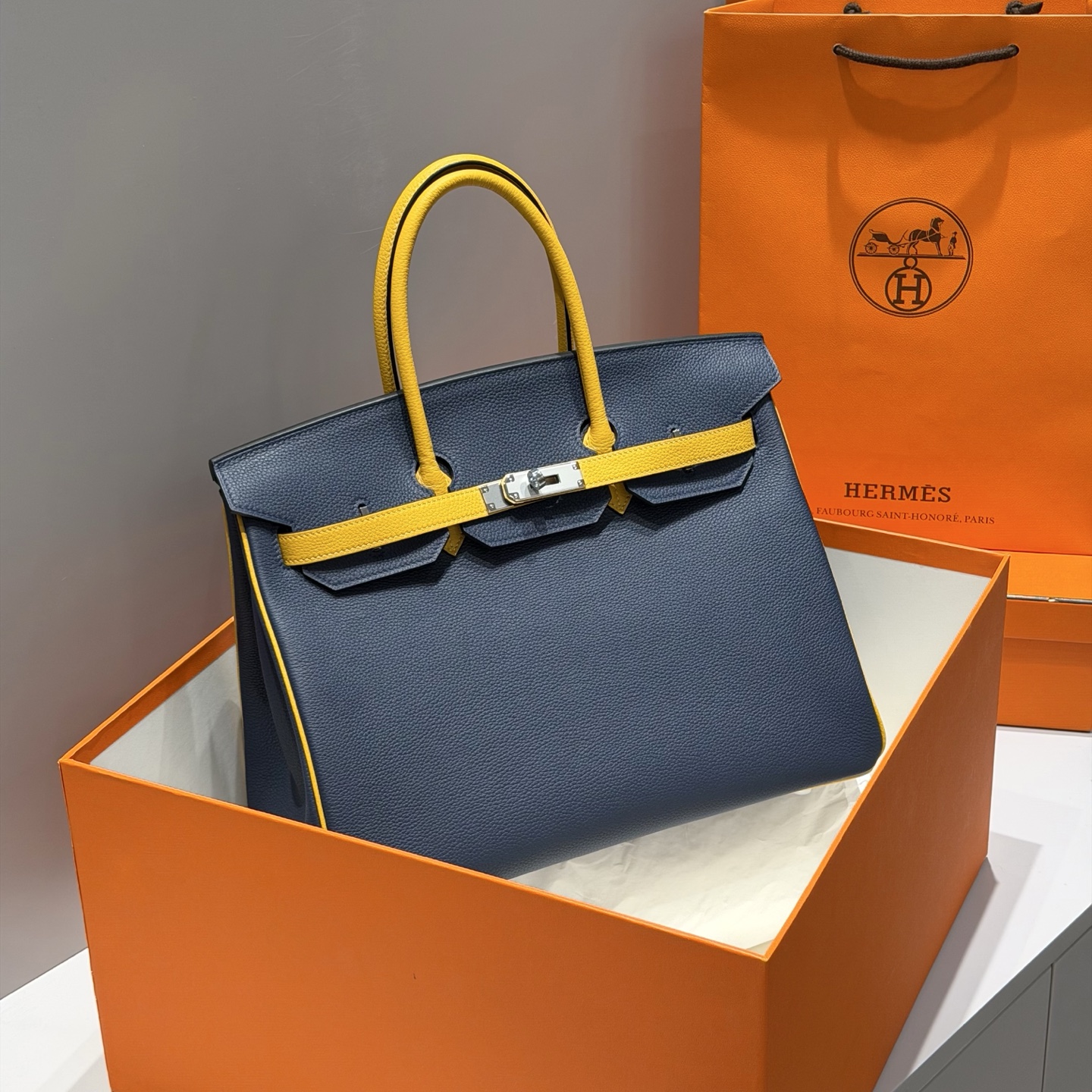 NO:699776,- - Latest arrival / navy blue/amber yellow - - comparable to handmade craftsmanship, real shots, Hermes, hermes, Hermes,19860909-  - 最新到货  / 海军蓝/琥珀黄  - -媲美手工工艺  实拍,爱马仕,hermes,Hermes,,Bag