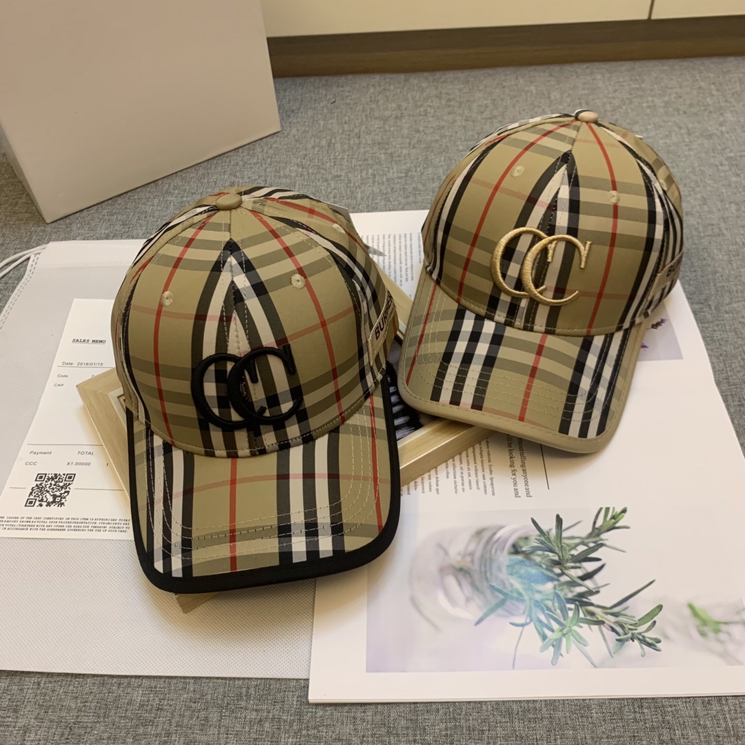 Burberry Chapeaux Casquette De Baseball Noir Broderie de fleurs