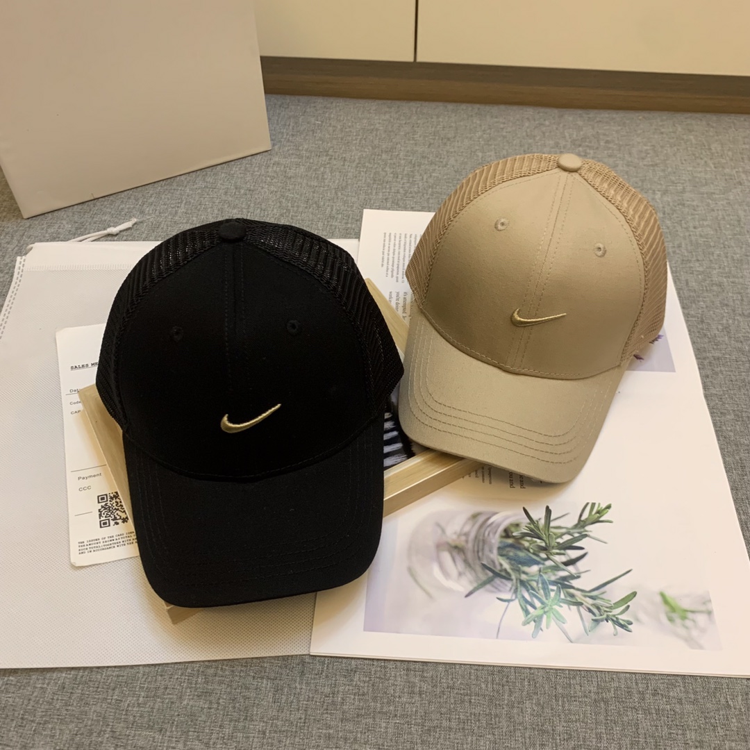 AAA+
 Nike Hats Baseball Cap Black Khaki Embroidery Cotton