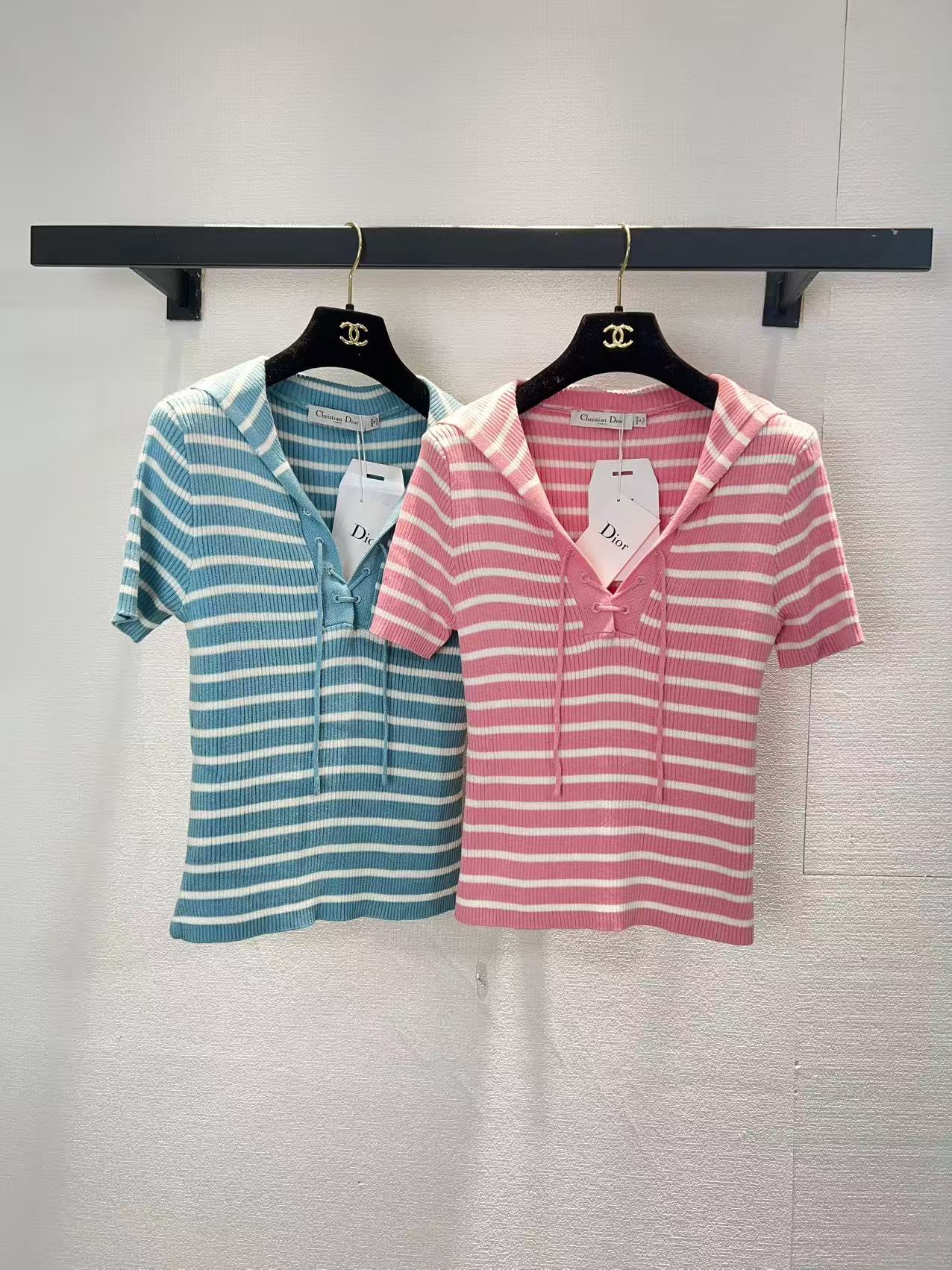 NO:762560,Dior Dior two-color navy collar striped short-sleeved, dior, dior, T-shirt,19860909Dior迪奥两色海军领条纹短袖,,dior,dior,T-shirt,,Women's clothing