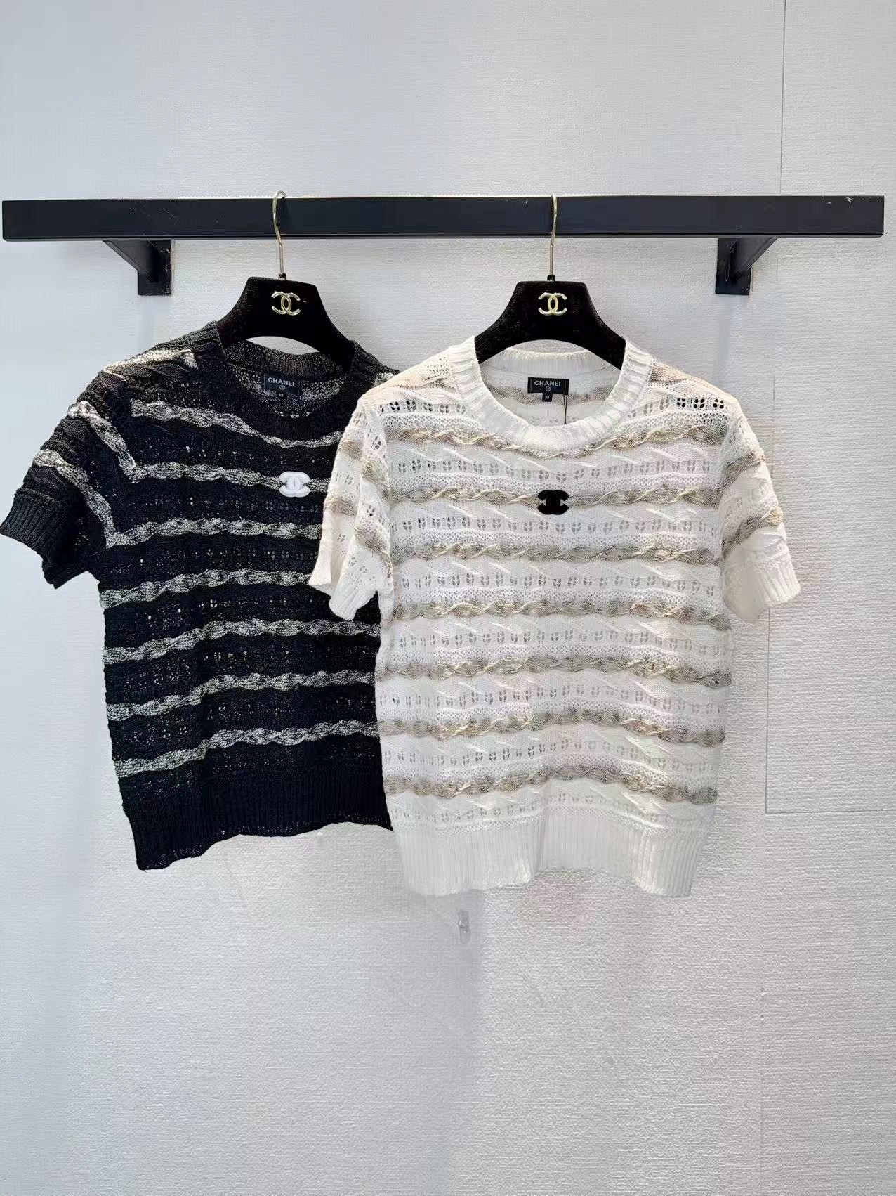NO:797750,chanel Chanel two-color striped twist hollow short-sleeved sweater SML,,chanel,chanel,T-shirt,19860909chanel香奈儿两色条纹麻花镂空短袖针织衫SML,,chanel,chanel,T-shirt,,Women's clothing