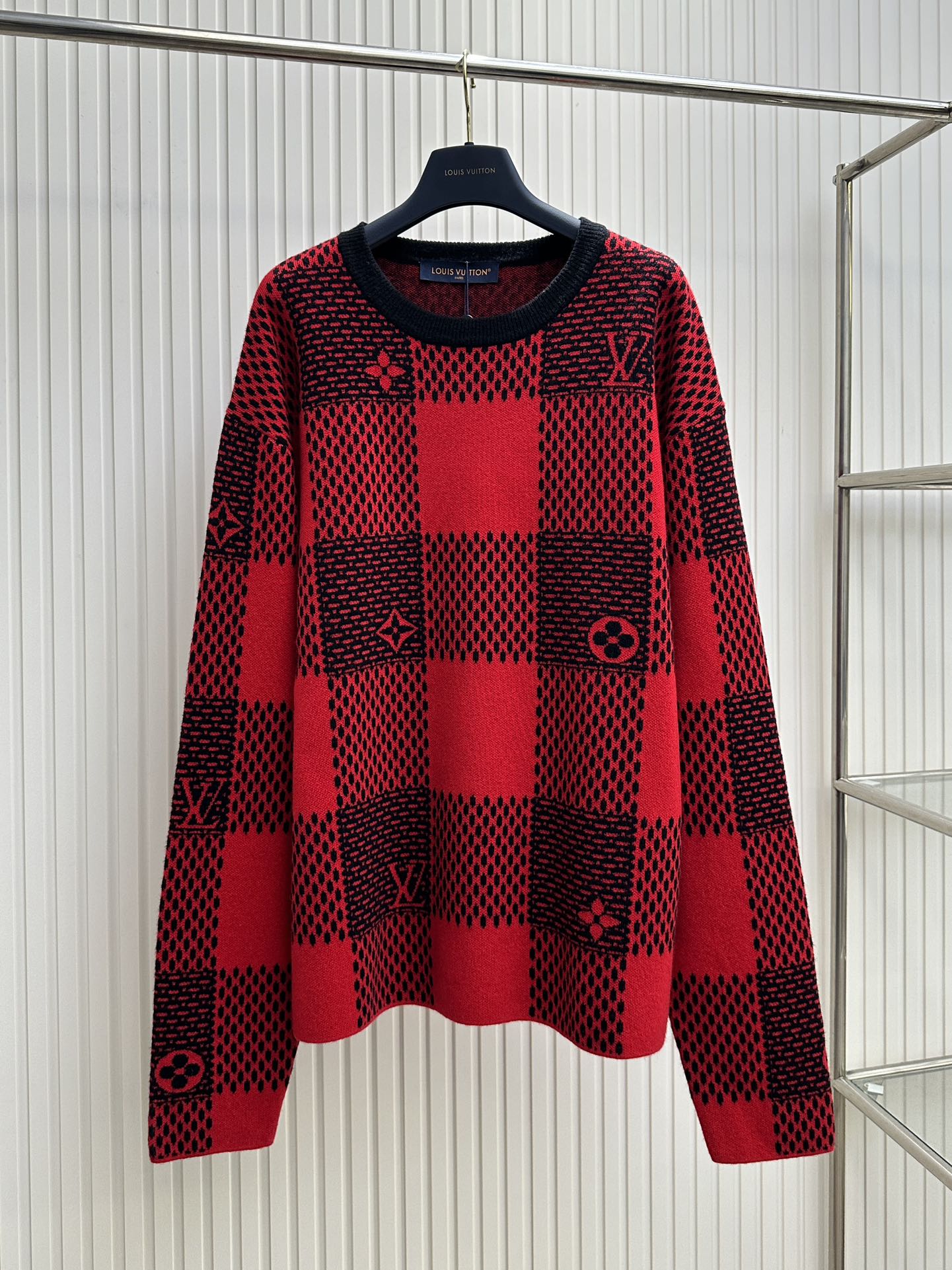 Louis Vuitton Clothing Sweatshirts Black Red Wool