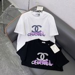 Chanel Clothing T-Shirt Black White Spring/Summer Collection
