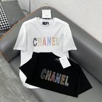 Chanel Clothing T-Shirt Black White Spring/Summer Collection Fashion