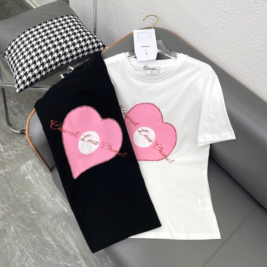 Replicas Buy Special
 Chanel Clothing T-Shirt Black Pink White Spring/Summer Collection