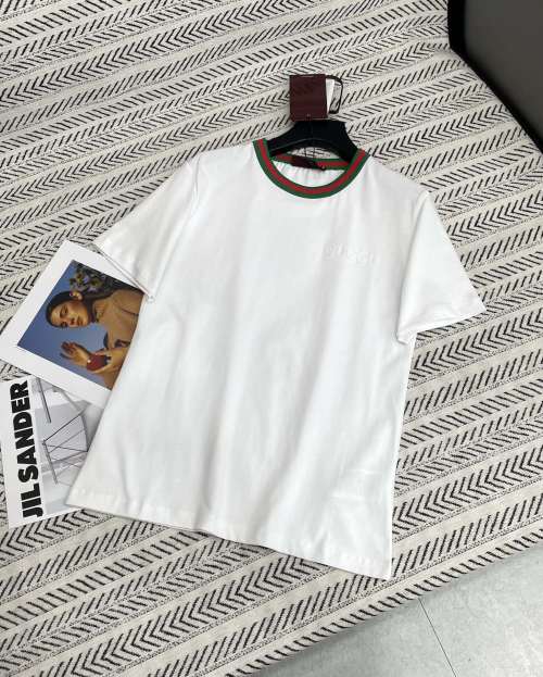 Gucci Red & Green Trim White T-Shirt Embroidered Logo Short Sleeve Top 1 Gucci Red & Green Trim White T-Shirt Embroidered Logo Short Sleeve Top