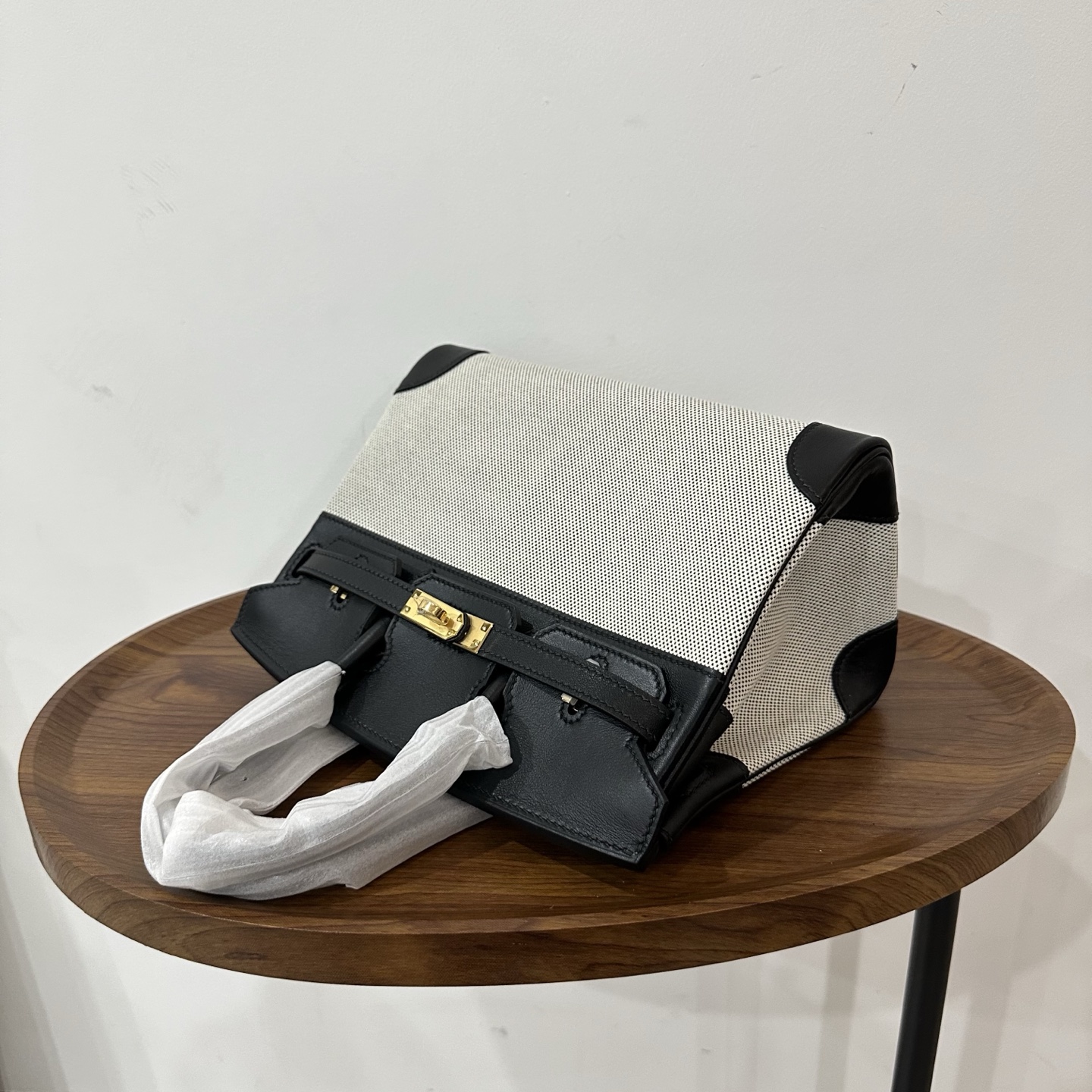 Hermès Hermes birkin 25 canvas and leather black gold buckle ready stock
