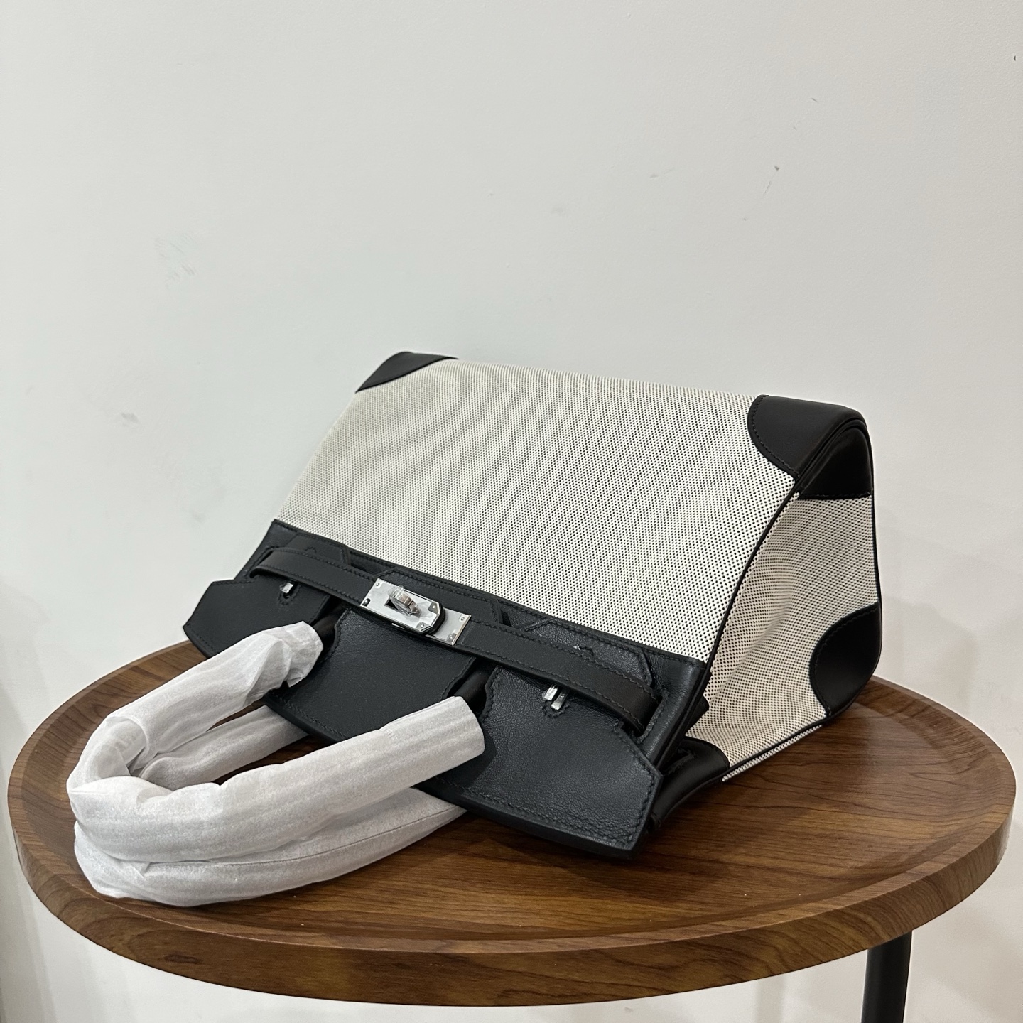 Hermès Hermes birkin 30 canvas and leather black silver buckle ready stock