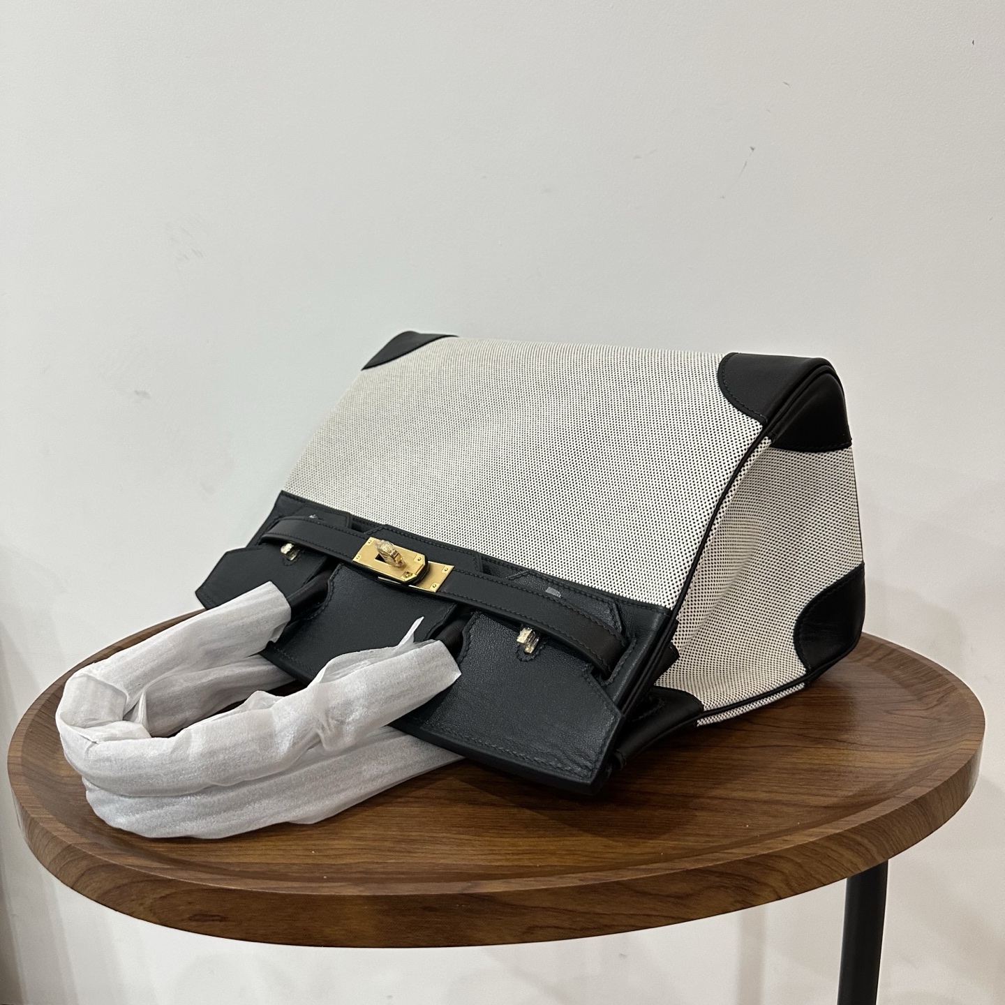 Hermès Hermes birkin 30 canvas and leather black gold buckle ready stock