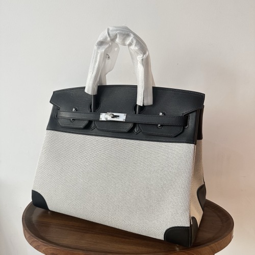 Birkin 35 Canvas and Leather Bag, Black with Silver Hardware 1 Birkin 35 Canvas and Leather Bag, Black with Silver Hardware