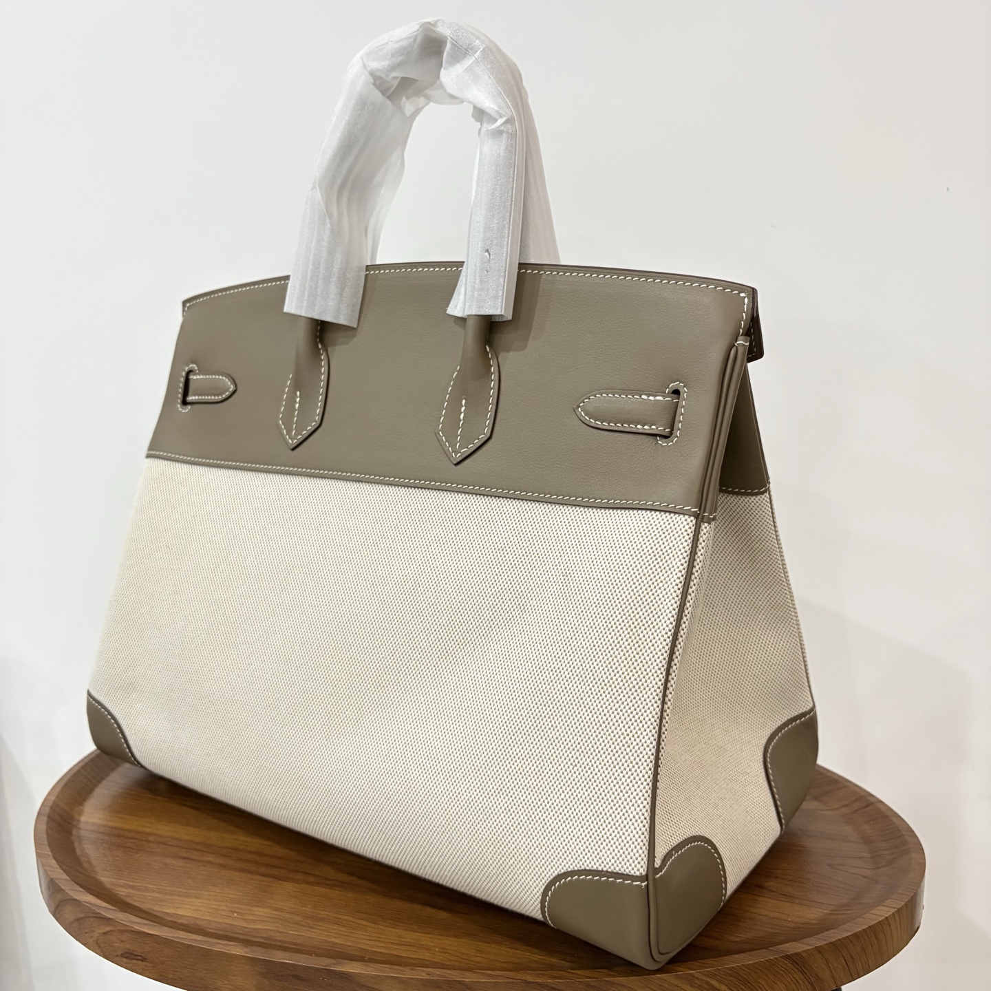 Hermès Hermes birkin 35 canvas patchwork leather elephant gray gold buckle ready stock