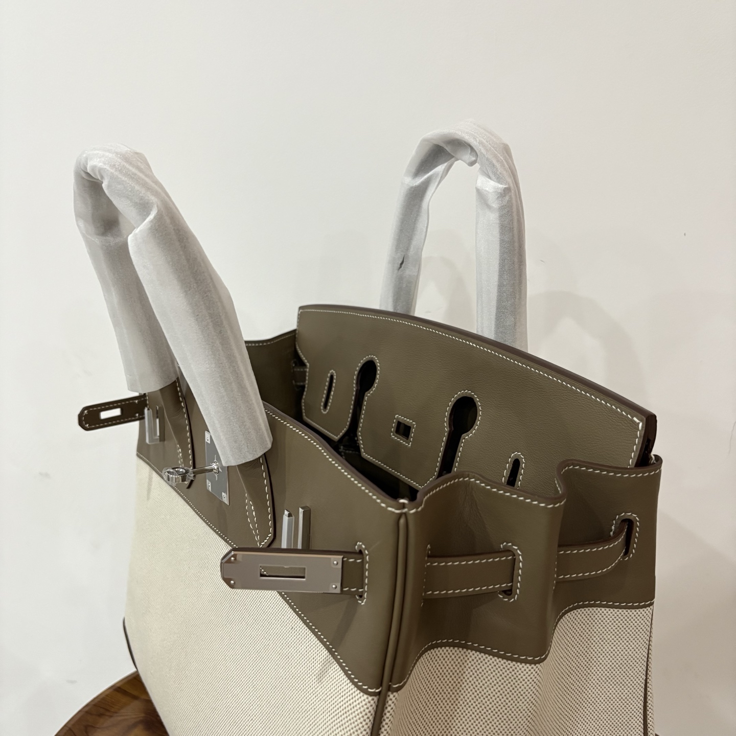 Birkin 35 Canvas and Leather Handbag, Elephant Gray with Silver Hardware 7 i1742787211596 7144 0 0