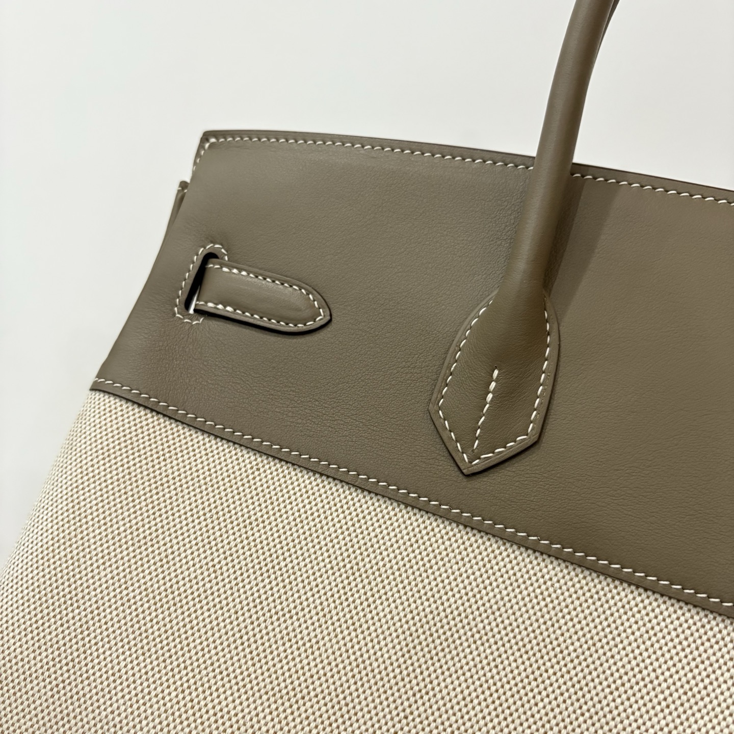 Birkin 35 Canvas and Leather Handbag, Elephant Gray with Silver Hardware 6 i1742787212482 4344 0 8