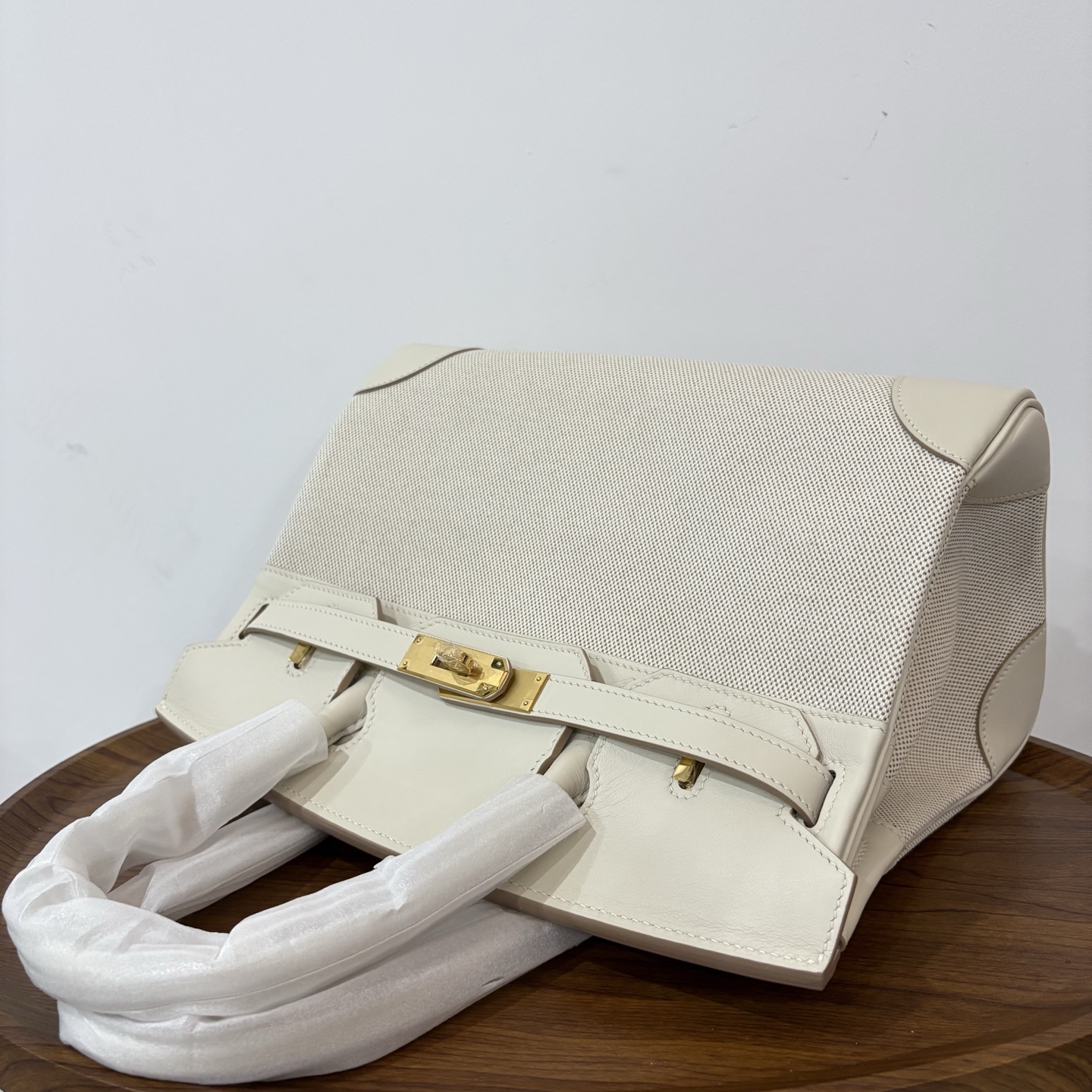 Hermès Hermes birkin 30 canvas patchwork milkshake white gold buckle ready stock