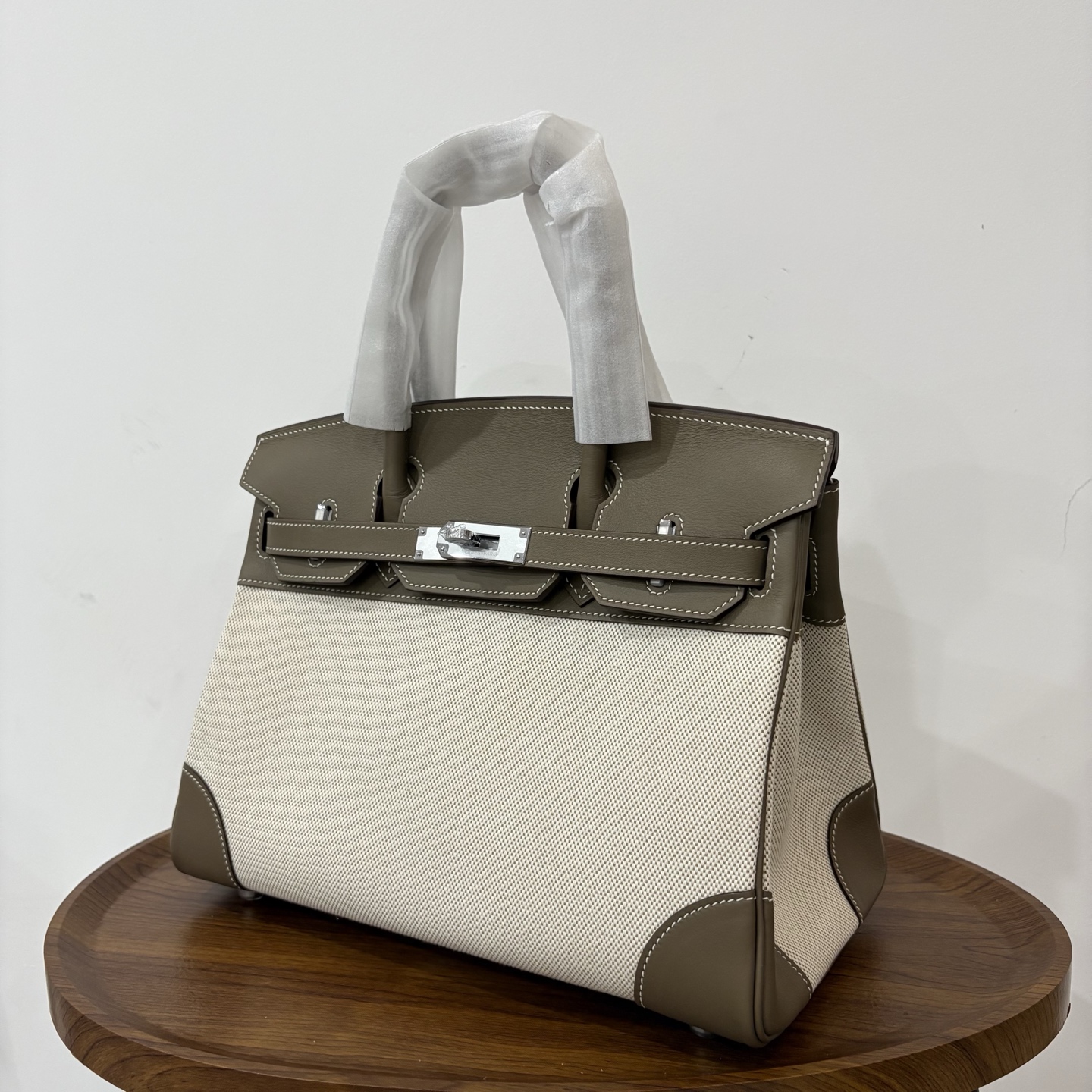 Hermès Hermes birkin 30 canvas patchwork elephant gray silver buckle ready stock