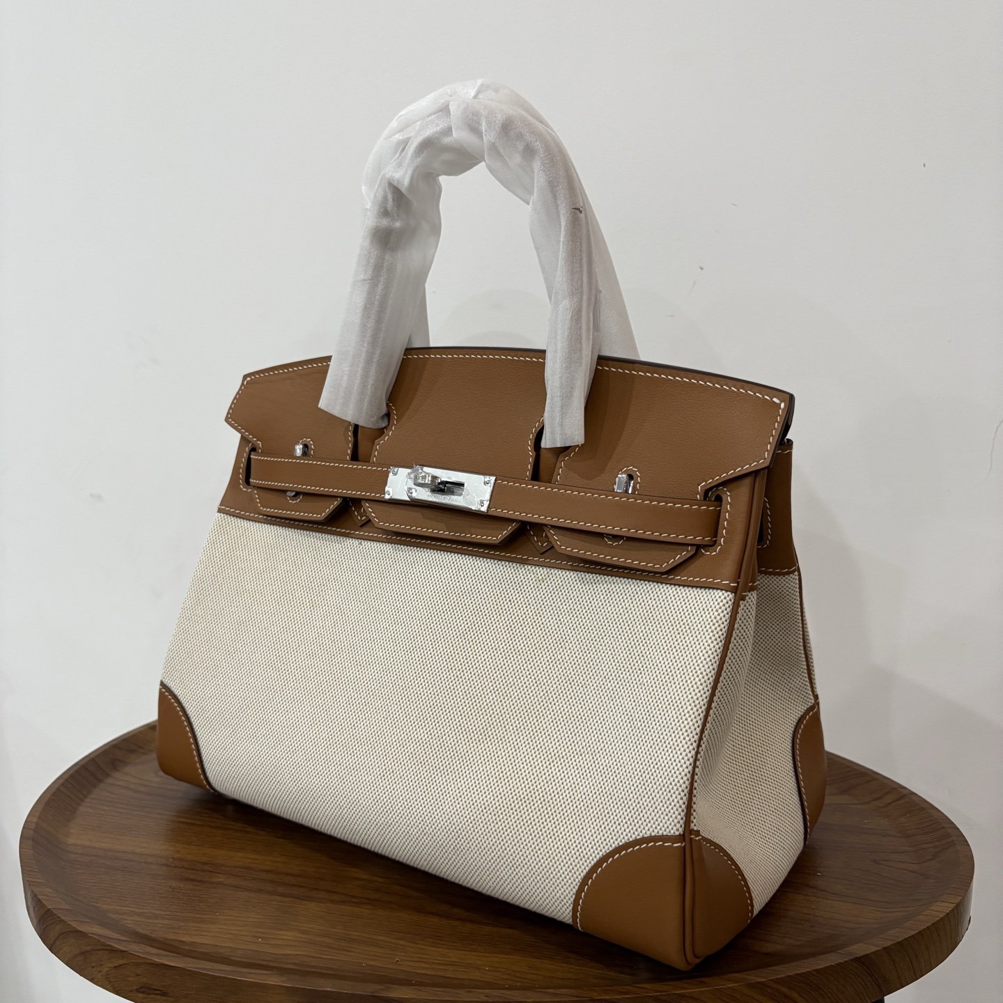 Hermès Hermes birkin 30 canvas patchwork gold brown silver buckle ready stock