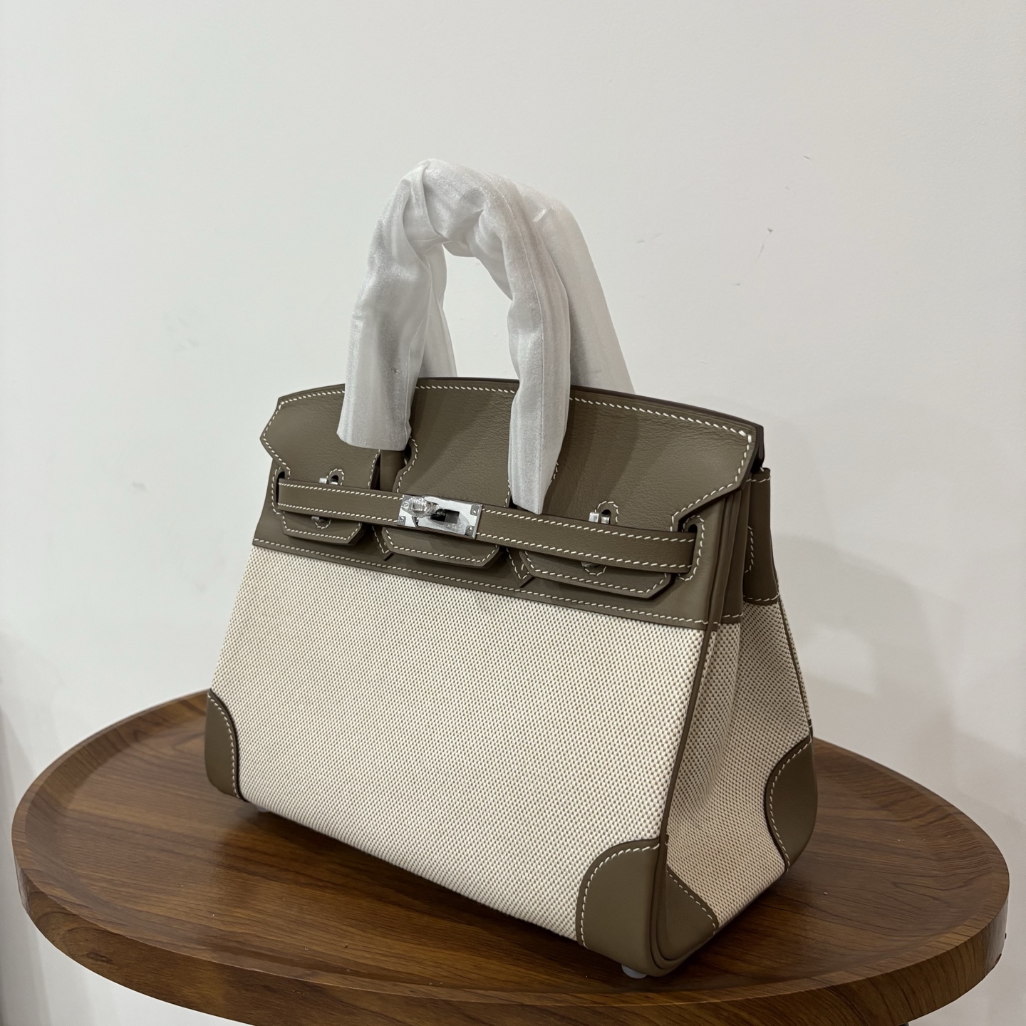 Hermès Hermes birkin 25 canvas patchwork elephant gray silver buckle ready stock